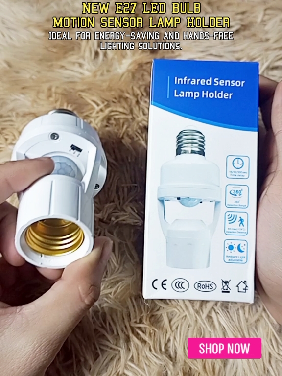 E27 LED Bulb Motion Sensor Lamp Holder Adjustable Smart Light Head | Human Body Infrared Lamp Socket Motion Detector Lamp Base Price: Under ₱219.00 Description: This E27 LED bulb motion sensor lamp holder is an energy-efficient lighting solution that automatically activates when motion is detected. Ideal for enhancing home security and convenience. Features: Adjustable Smart Light Head: Ensures optimal light direction. Motion Sensor Technology: Automatically detects human presence. Infrared Detection: Reliable and energy-saving activation. E27 Lamp Base: Universally compatible with standard bulbs. Easy Installation: Plug-and-play setup. Benefits: Enhances security and convenience. Saves energy by operating only when needed. Versatile usage in homes, garages, and outdoor spaces. Durable and designed for long-lasting performance. #SmartLight #LEDLampHolder #MotionSensor #EnergyEfficientLighting #InfraredLampBase #HomeSecurity