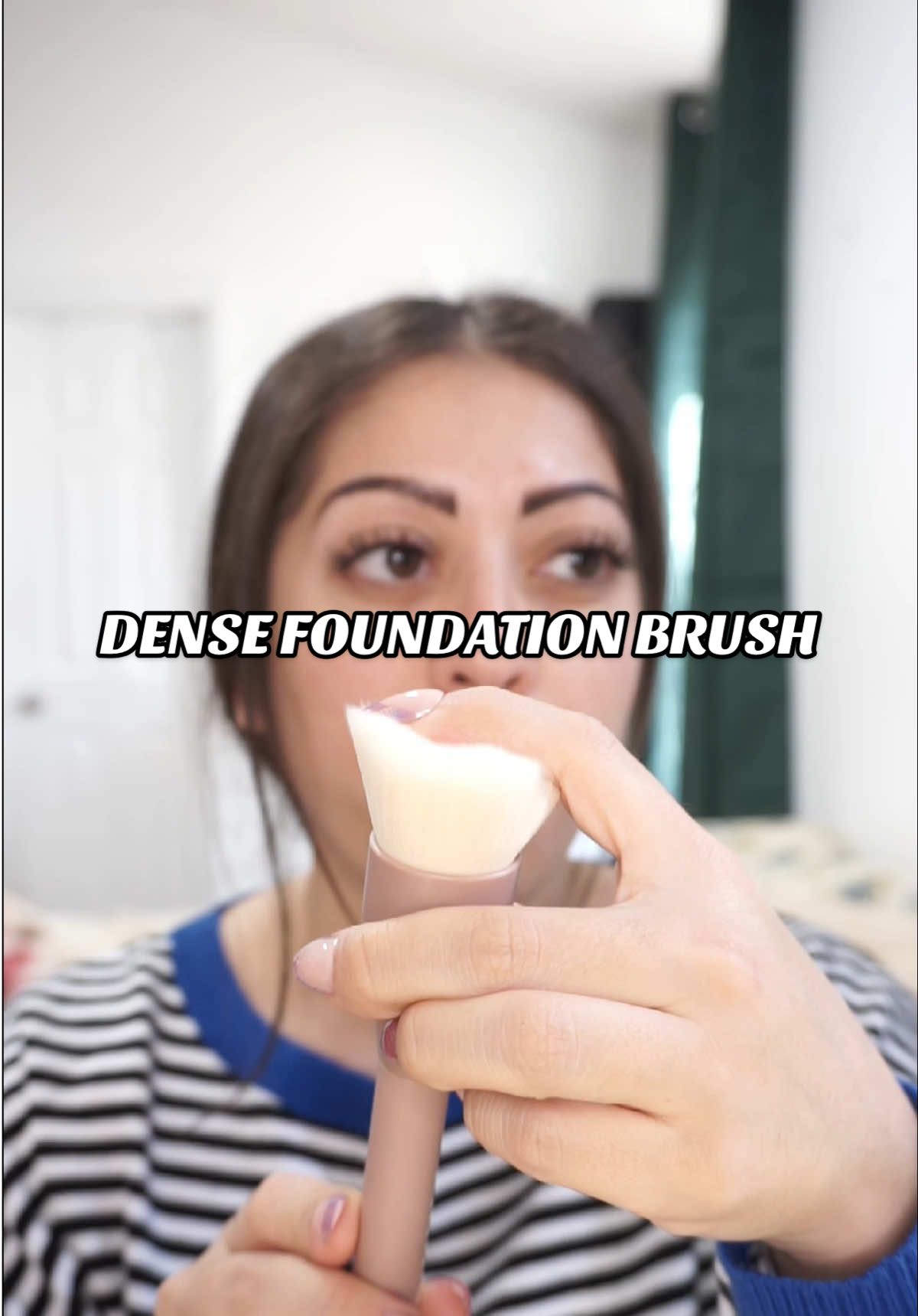 I love how smooth this made my foundation go on. It looked so airbrushed. This is definitely a very dense brush! #foundation #foundationbrush #makeupbrush 