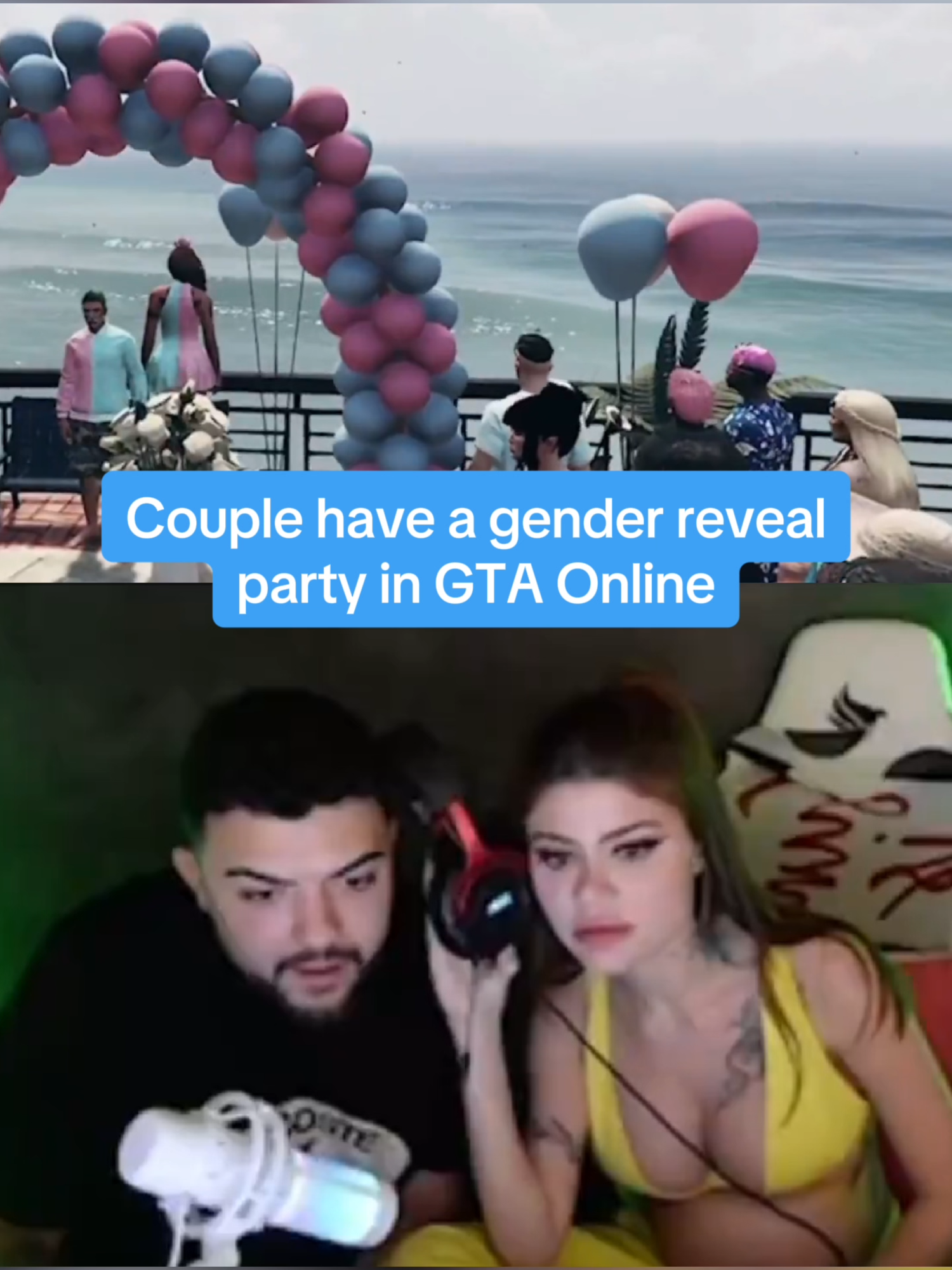 Brazillian streamer LuquEt4 hosted a gender reveal party in GTA Online with his friends and family. 🎥: Twitch / LuquEt4 #gtaonline #gaming #streamer #genderreveal #livestreamer