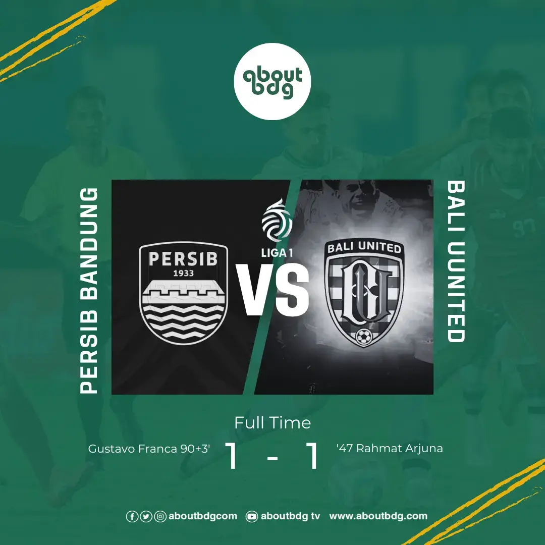 Persib Vs Bali United Berakhir Imbang dengan skor 1 - 1. .  .  Follow, like, komentar dan tag temanmu untuk ikut bersama kita guys! - #bdg #aboutbdgcom #aboutbdg #bandung #beritabandung #allaboutbandung #like4likes #bandunginfo #wisatabandung #jalanjalanbandung  #explorebandung #jelajahbandung #pemrpovjabar #kotabandung #kabupatenbandung #kabupatenbandungbarat #bandungjuara #viralbandung #seputarbandung #infobandung #infobdg #infobandungraya #explore #persibday #pesib #baliunited #stadiondipta 