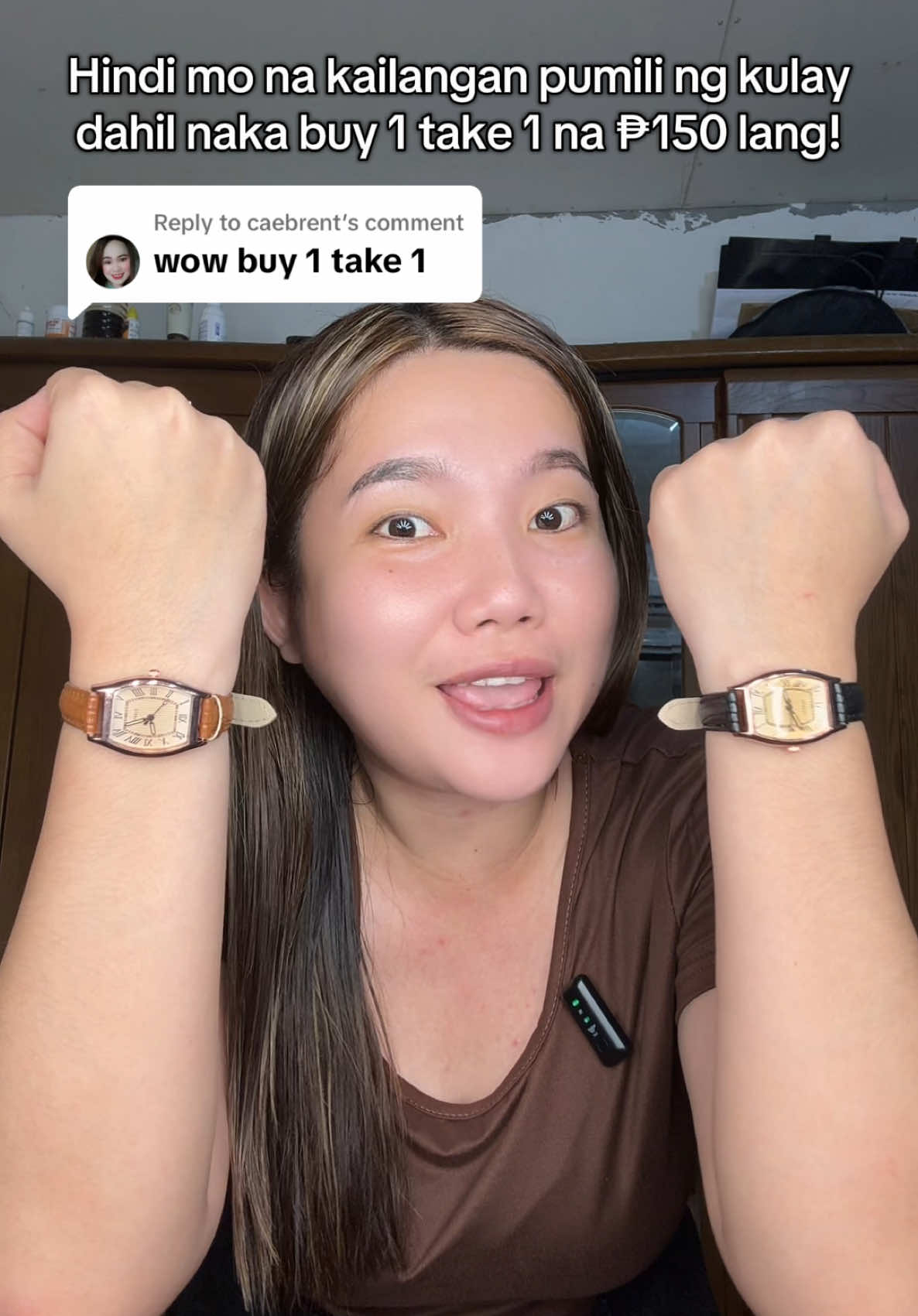 Replying to @caebrent Grabe legit nga na ₱150 lang to buy 1 take 1 na naka free shipping pa! ₱200 isa bentahan nito dito samin eh😖 #buy1take1watch #watch #watchforwomen #ladieswatch #elegantwatch #leatherwatch #accesories #fashion #fyp #foryoupage 