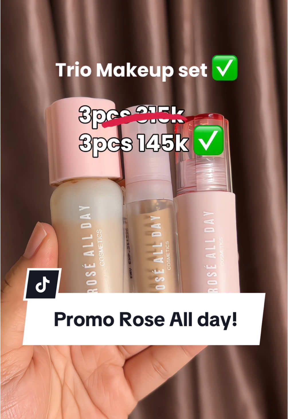 Rose All Day lagi sedekah apa gmn ya?😭 TRIO MAKEUP SET CUMA 140ribuan gais!😍💗💗 #wearroséandslay #roseallday #makeupset 