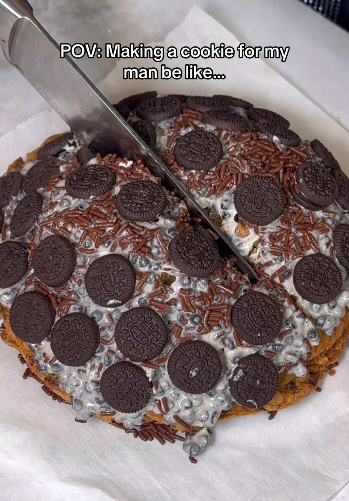 Making a cookie for my man be like…would you try this? #food #eating #oreo #cookie #dessert #chocolate #LifeHack #Recipe #cooking 