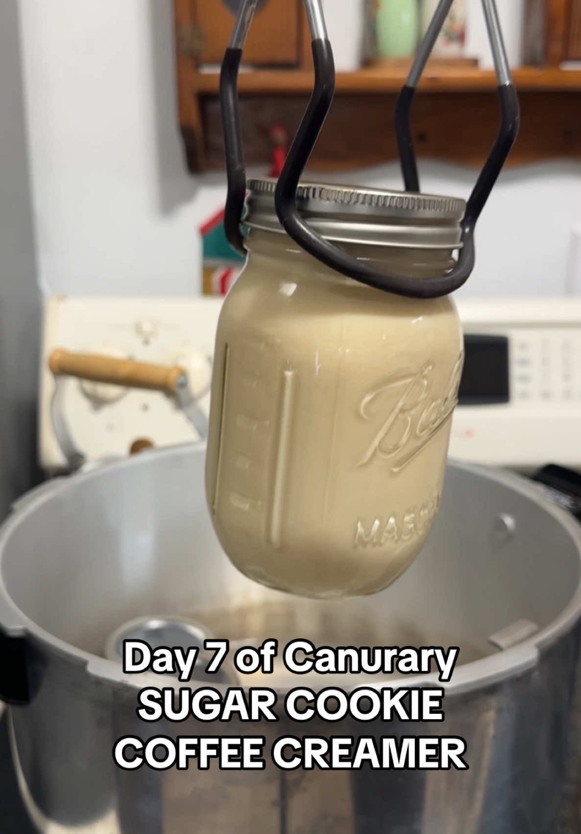 My favorite coffee creamer ever so why not make it shelf stable Recipe: 1 can of condensed milk 4 cups of milk 3 tsp of vanilla extract 2 tsp almond extract Splash of butter extract 1.5 tbsp powdered sugar Mix and pour into jars and process until you hit your pressure and remove from heat #sugarcookie #sugarcookiecoffee #canning #canningtiktok #canningandpreserving #canningtok #selfsufficiency #madefromscratch #coffeecreamerrecipe #coffeecreamer