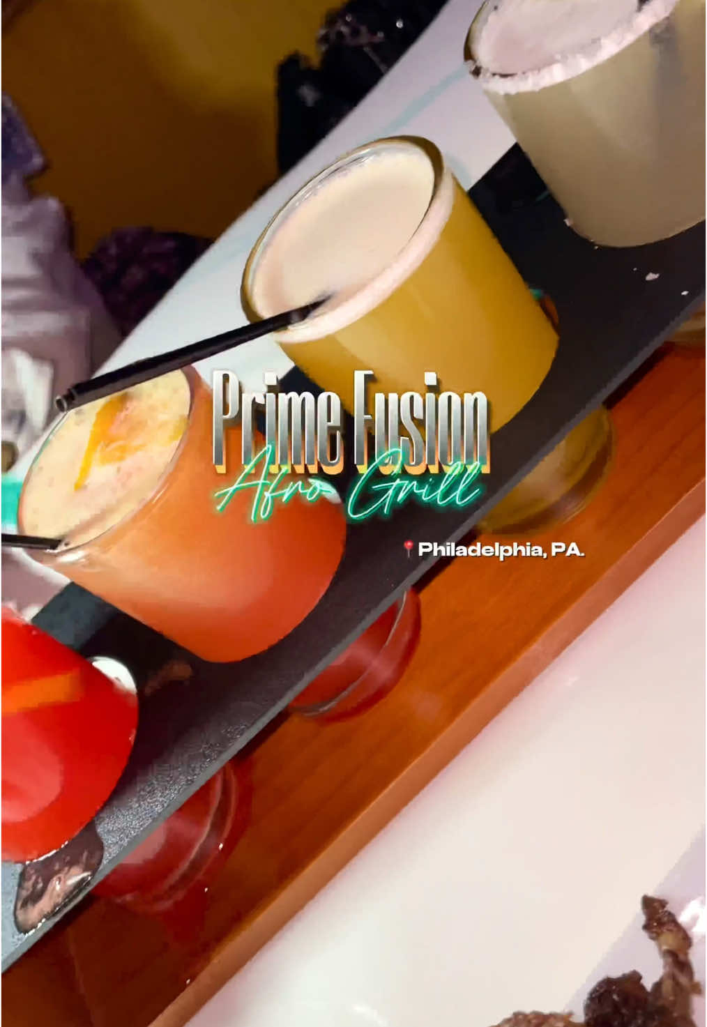 Prime Fusion Afro Grill 📍 Philadelphia, PA.  • Drink flights  Rasta Pasta Jerk Chicken Wings • Perfect spot to come for date night or a girls night out in Philly! Seen a couple ppl celebrating their bday there too! The music!?! Omggg the DJ was spinnnnnnnin that night! Def gone spin the block and come back! @Prime Fusion Afro Grill Lounge  • #philly #phillytiktok #RestaurantReview #afro #jamaicanfood #AfricanFood #phillyeats #girlsnight #birthdaycelebration #datenight 
