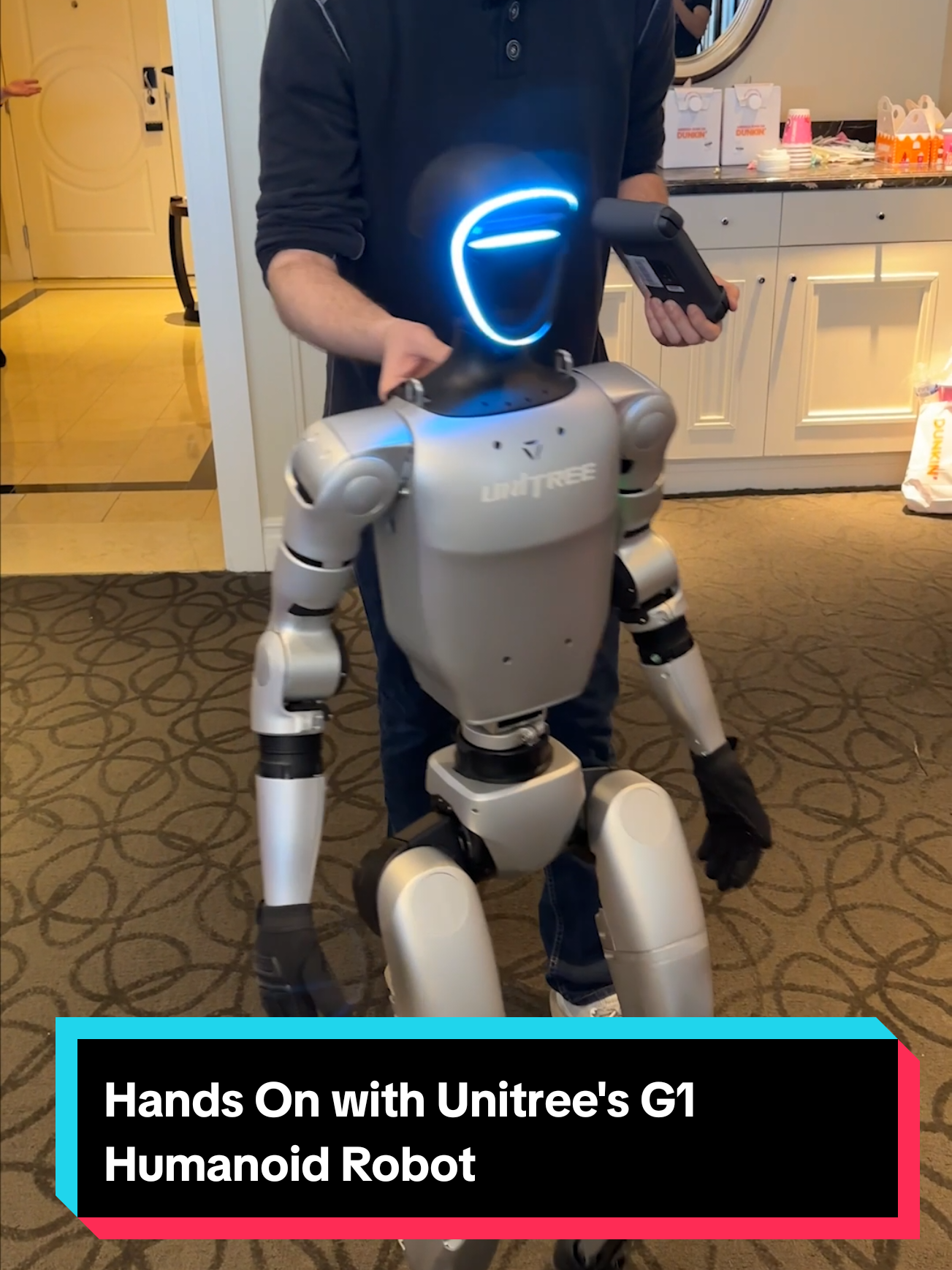 We've seen a lot of the Unitree G1 humanoid robot in video. Now we get to see how advanced it is and push it around a little ourselves at #ces2025. #robotics #unitree #unitreeg1 #humanoidrobots #techtok #robotics #robottok 