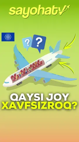 💺 Samolyotdagi qaysi joylar favqulotda vaziyatlarda xavfsizroq hisoblanadi? ☝️ Bilib oling va boshqalarga ham yuborib qo'ying! 🤲 Barchamizni Alloh panohida asrasin... ✈️ @sayohatv