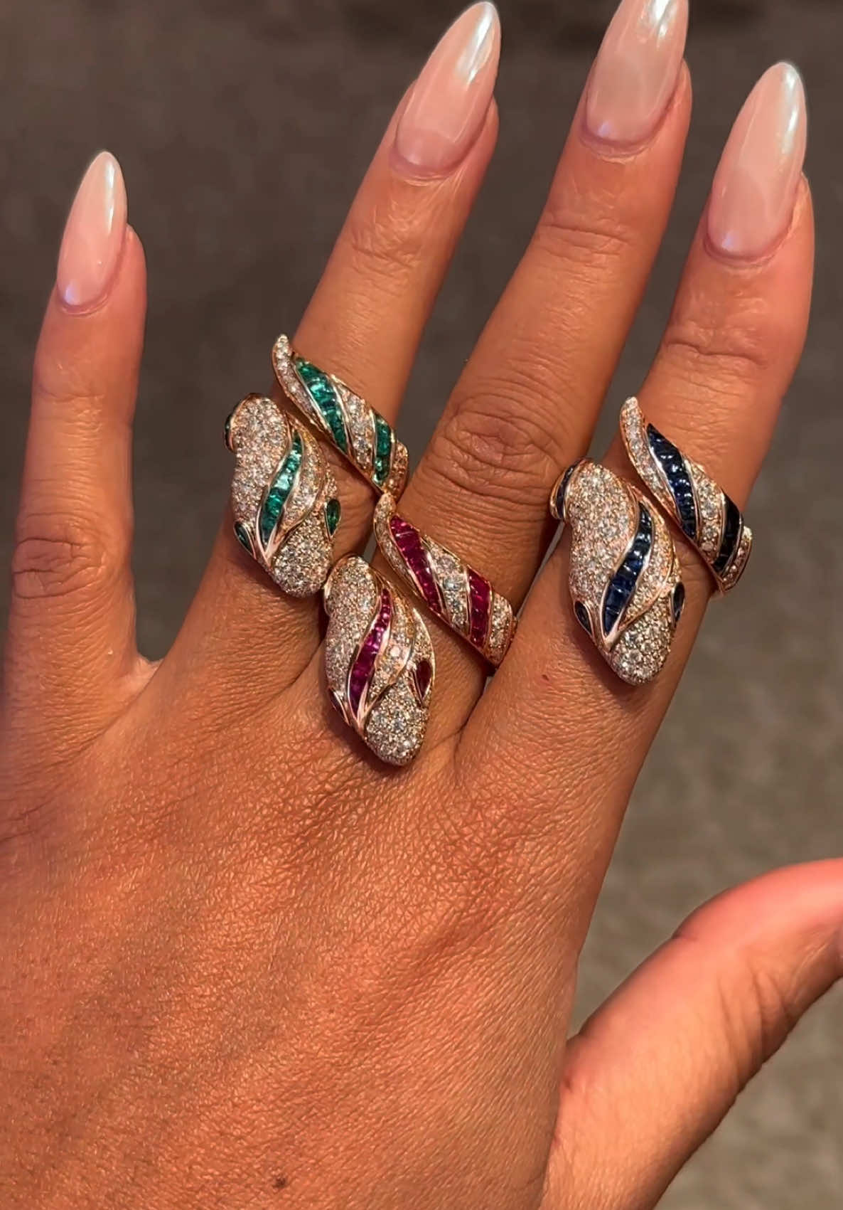 New style serpenti rings 😍🐍 18k Rose gold with Diamond and Emeralds, Rubies or Sapphires ✨ #fyp #foryou #jewelry #diamond #bvlgari #tik_tok #luxury #Lifestyle 