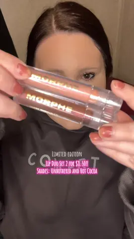 Lip Duo set sale for $8.50! Such a great sale! Shades Unbothered & Hot Cocoa by @Morphe Cosmetics #morphecosmetics #lippies #lipduo #lips #glazedduo #limitededition #Loveyourboobs 