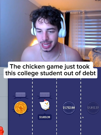 The chicken game just took this college student out of debt #fyp #crossyroad #kickstreaming 