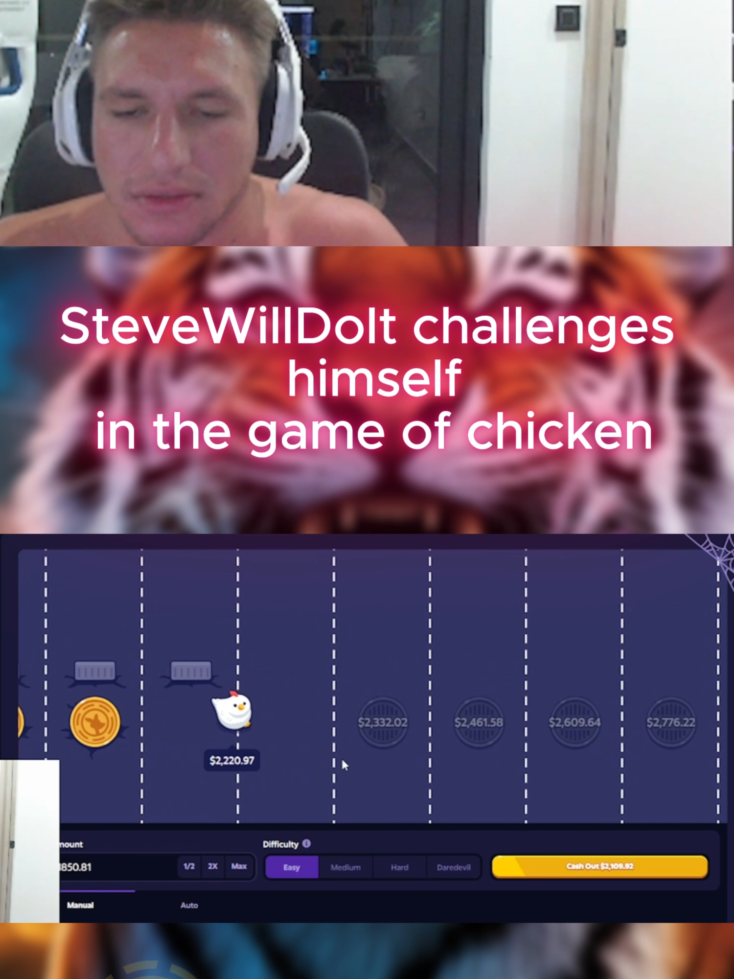 SteveWillDoIt challanges himself in the chicken game #foru #fouryou