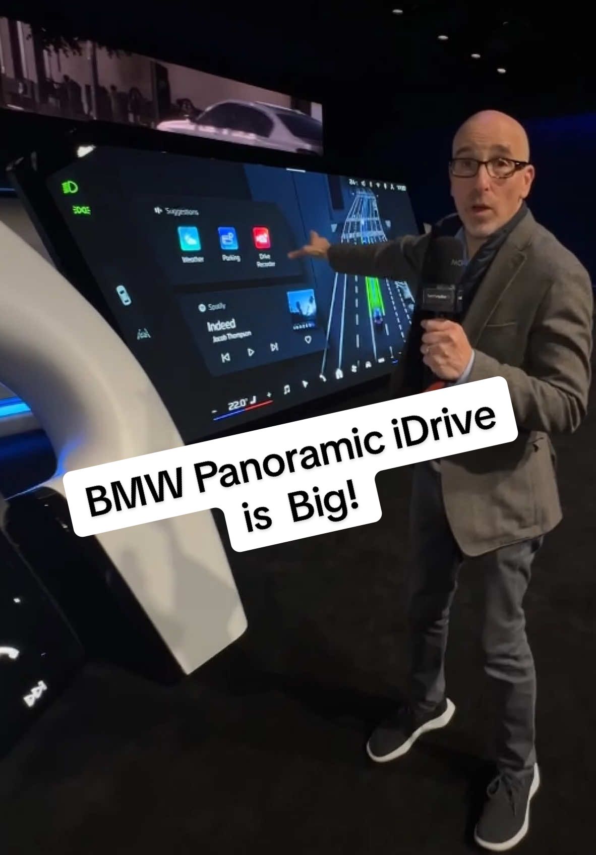 Up close with BMW Panoramic iDrive! We saw a super-size version of the full dash, immersive, and AI-infused update that’ll be coming to all new BMW‘s before the end of 2025. #ces #ces2025 #techtok #techradar #consumerelectronics #viral #ai #bmw #bmwpanoramicidrive #idrive   