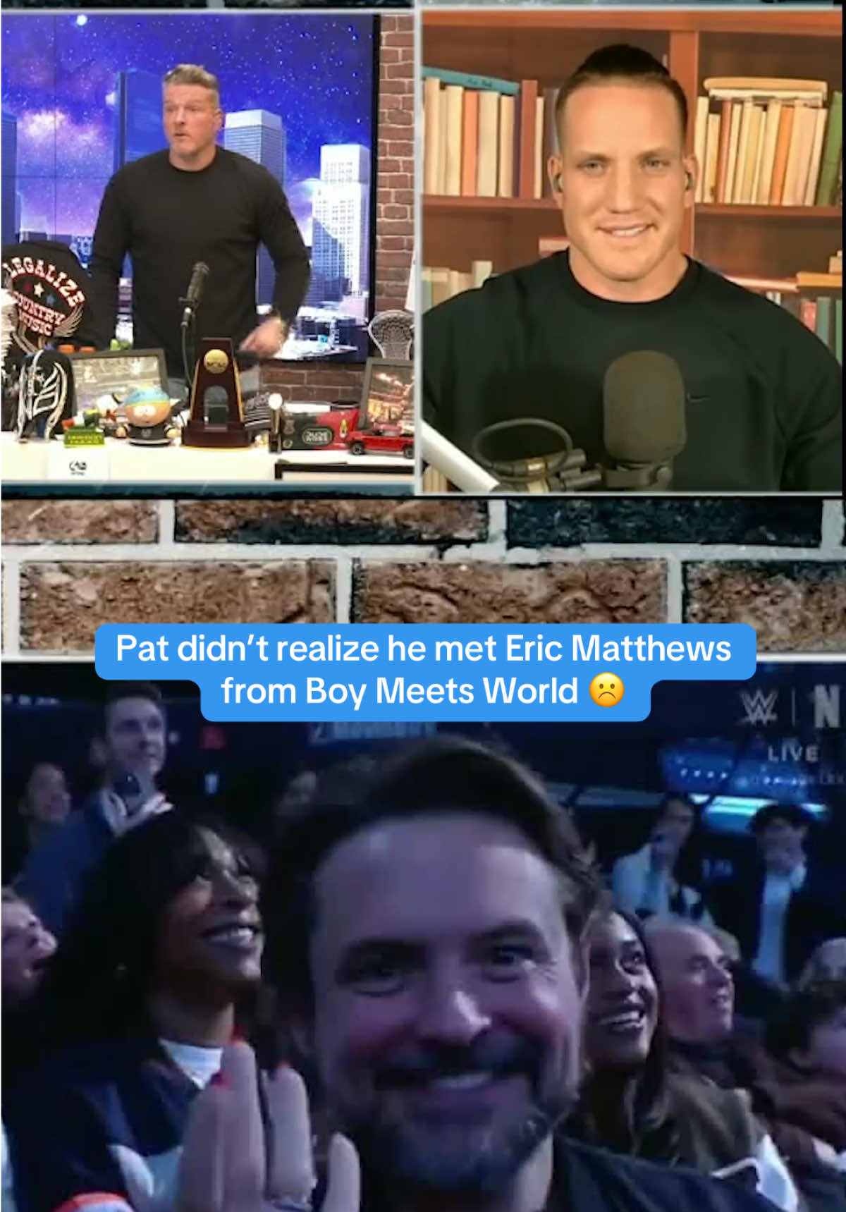 #PatMcAfee apologizes for not giving #WillFriedle his #flowers at #WWE 😭 @Pat McAfee Show Clips #EricMatthews #Topanga #BoyMeetsWorld 