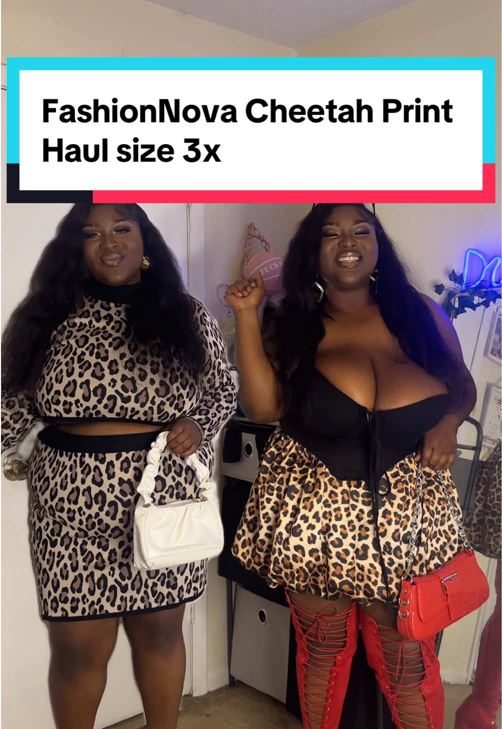 Cheetah Print is trending right now!! We got to get into these two looks here. Which one would you rock for a night out?  . @FashionNovaCURVE @FashionNova  . . . #queensizedmia #appleshaped #cheetahprint #plussize #fyp #fashionnovapartner #fashion #nightoutoutfit #redboots #goldboots #outfitinspo #plussizeoutfitideas  