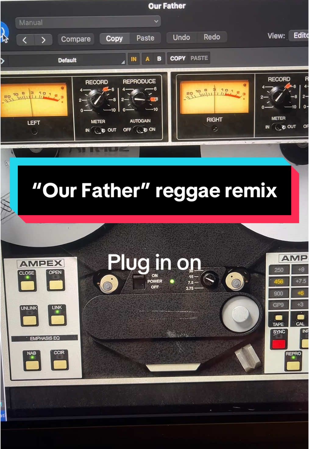 Promoting my new song of a catholic prayer “Our Father” I made into a reggae version while showing off the Universal Audio plug in  Ampex ATR 102 Master Tape. #reggae #universalaudio #audioengineer #mixing #masteringaudio #reggaemusic #soundcrafft #reggaedub #catholictiktok #catholicsoftiktok #catholic #jesus #jesuschrist #prayer 