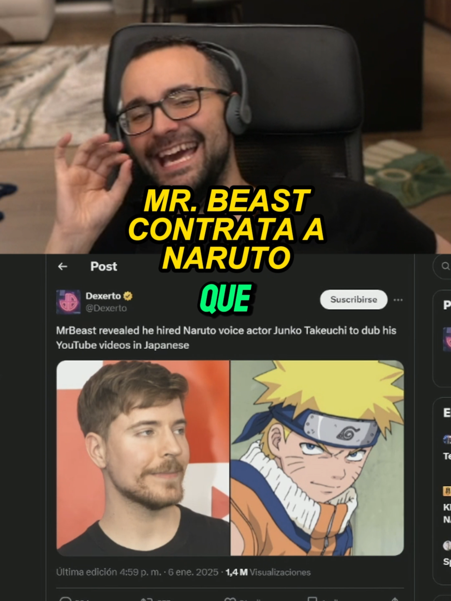 Mr. Beast contrata a Naruto #mrbeast #naruto #xokas #noticia #viralvideos #parati #fyp #anime #doblajes #otaku #sestrada11