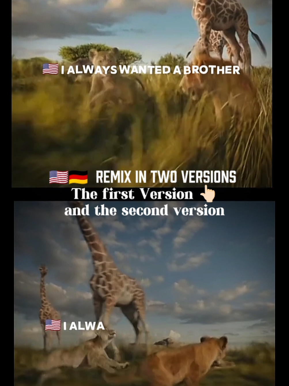 Remix English🇺🇲 & German 🇩🇪 #disneythelionking #disney #mufasathelionking #ialwayswantedabrother #mufasa #taka #scar #disney #ichwollteimmereinenbruder #german #english #remixchallenge #englishvsgerman #englishgerman 