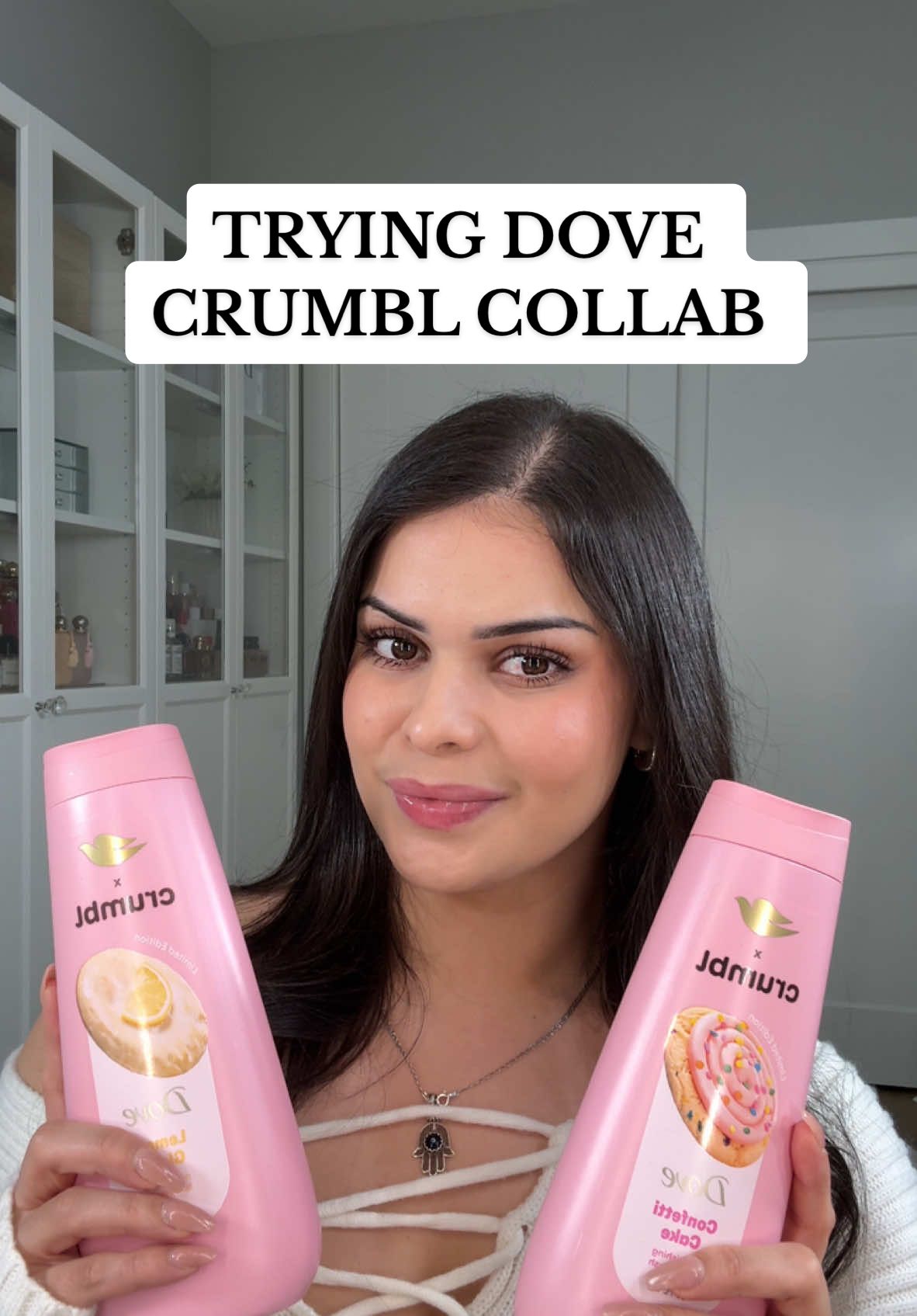 trying the NEW dove x crumbl collab 🍪🫧 #dove #crumbl #crumblecookie #gourmand #showertok #hygiene #girlytips #bodywash #showerroutine @Dove Beauty & Personal Care @eos Products @Kayali 