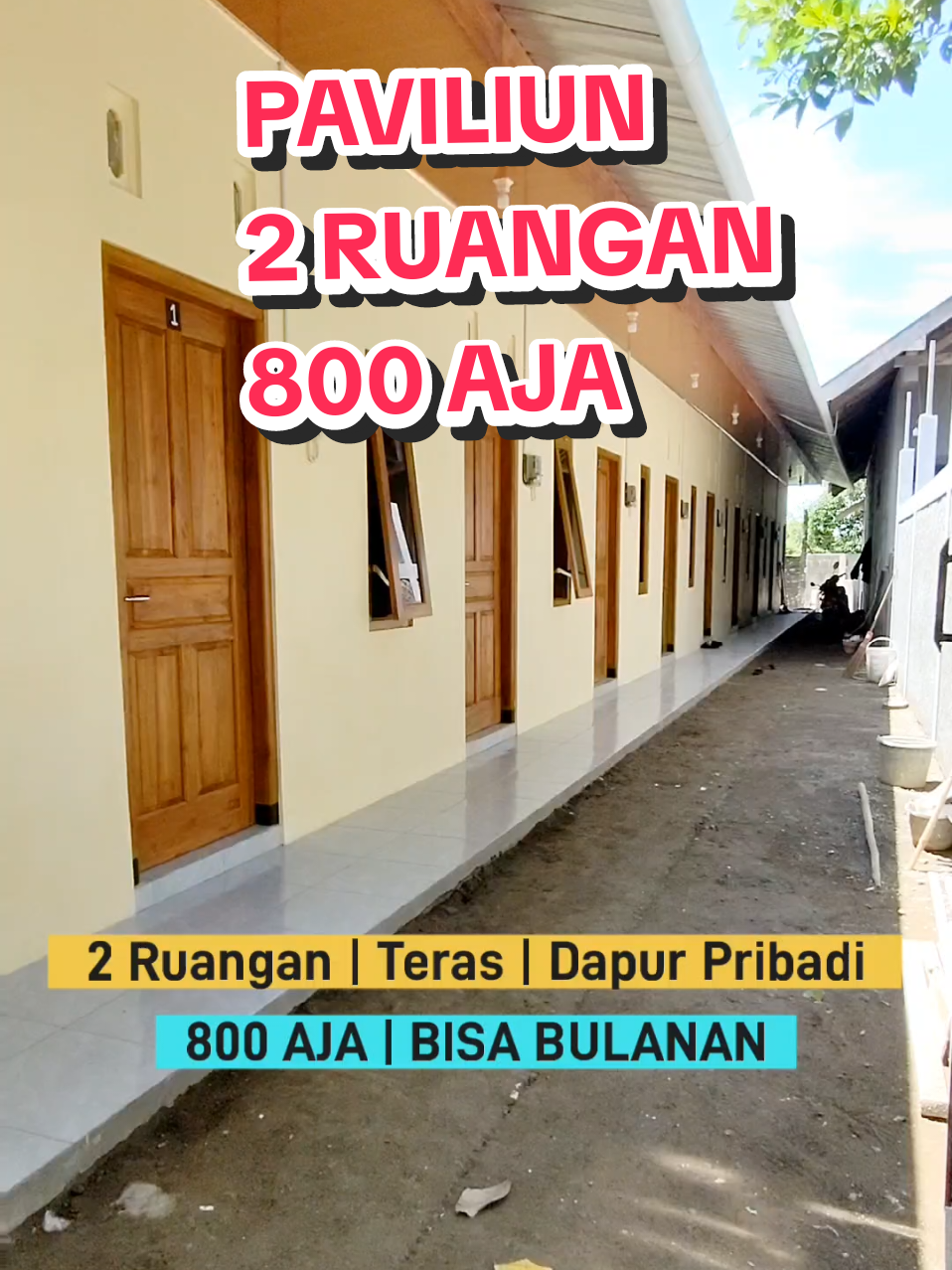 Paviliun 2 ruangan dilengkapi dapur pribadi cuma 800 aja. Sekitar terminal giwangan. CP ada di bio tiktok kami ya. #infokosjogja #koscampur #kosjogja #kostjogjamurah #kostcampurjogja 