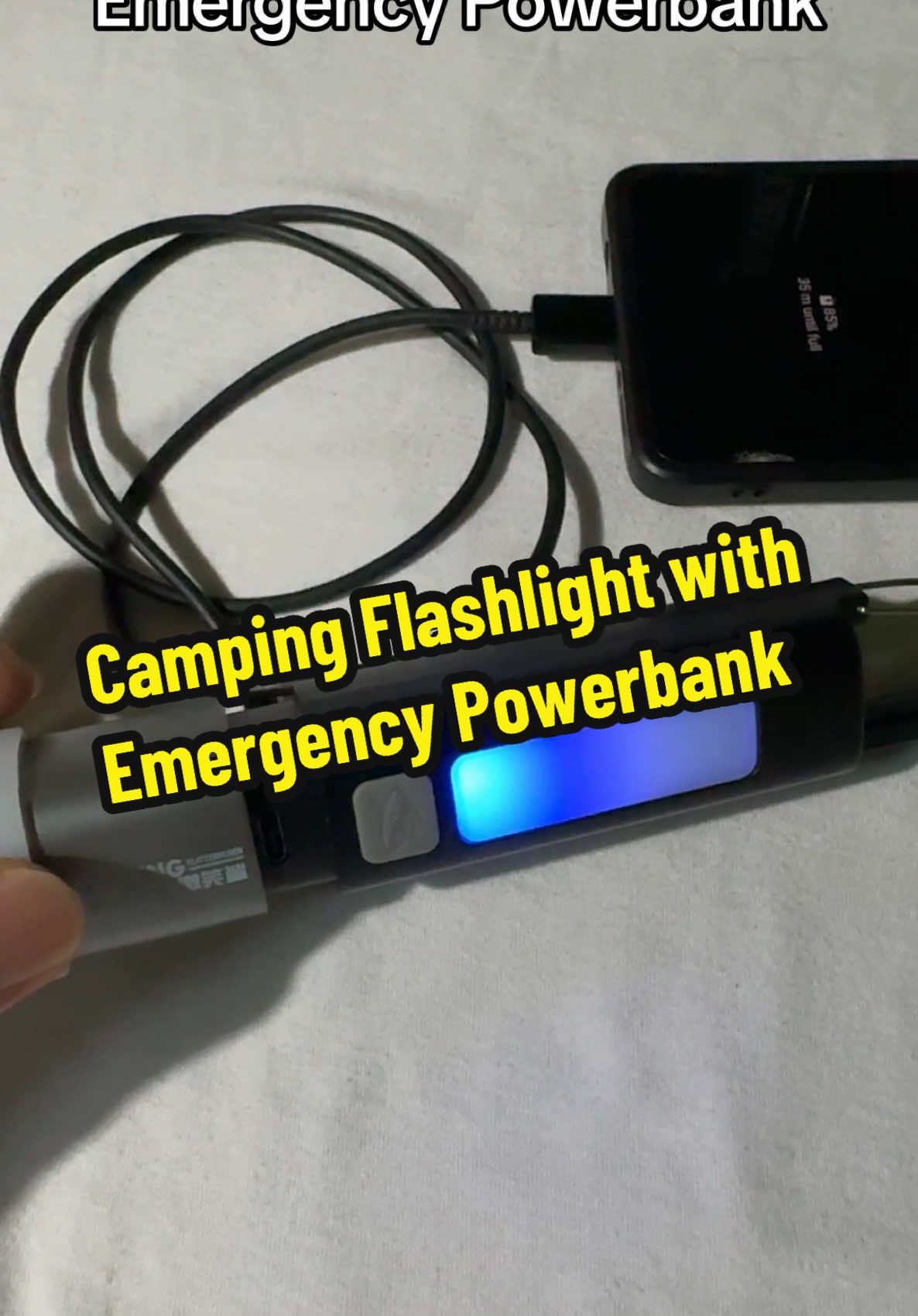 2 in 1 Mini Flashlight with Powerbank #outdoorgear #outdoortools #campingtools #flashlightwithpowerbank #miniflashlight #handheldflashlight #rechargeableflashlight #smilingshark 