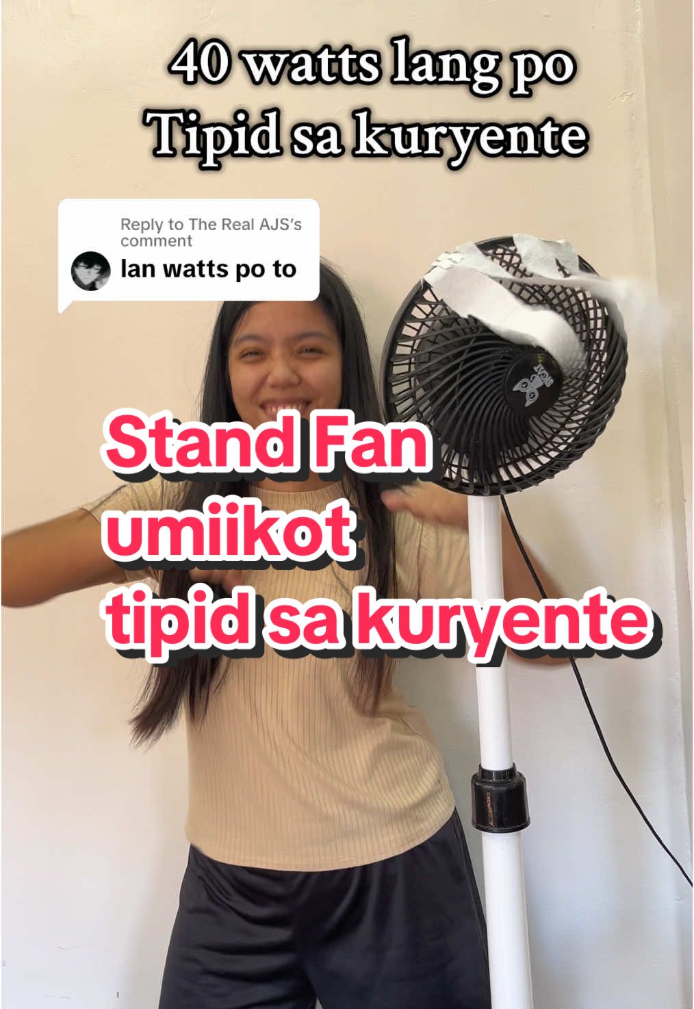 Replying to @The Real AJS Buy here  @Ate Mysha Stand Fan umiikot tipid kuryente #standfan #fan #tipidkuryentefan 