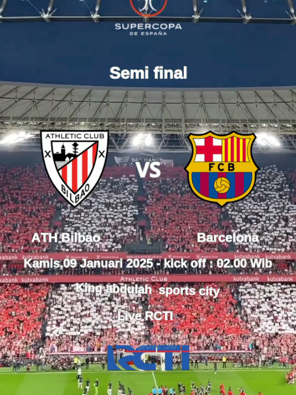 jadwal semifinal piala super Spanyol atletic Bilbao vs Barcelona #jadwalbola #laliga #sport #Soccer #football #barca #viral #fyp 