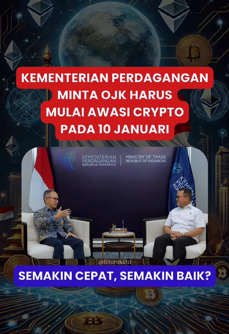 OJK Harus Mulai Awasi Crypto Pada 10 Januari🔥🚨 Pada 6 Januari 2025, Menteri Perdagangan, Budi Santoso bertemu Ketua OJK, Mahendra Siregar, untuk membahas peralihan pengawasan crypto dari Bappebti ke OJK. Proses ini direncanakan selesai pada 10 Januari 2025, sesuai amanat UU P2SK.⚖️ Kemendag dan OJK memastikan stabilitas operasional bagi pelaku industri crypto selama transisi, meski regulasi tambahan berupa Peraturan Pemerintah (PP) masih disiapkan. Para ahli optimistis langkah ini akan memperkuat pengawasan dan mendukung pertumbuhan industri crypto yang lebih stabil dan terpercaya di Indonesia.🔥🇮🇩 ‼️Disclaimer : Postingan ini hanya bertujuan untuk edukasi, Bukan ajakan membeli atau menjual aset investasi  ___ #bitcoin #btc #crypto #cryptocurrency #indonesia #ojk #bappebti #kementerian #prabowo #viral #news #trending #cryptotrading #fyp #fypage #Bitorex #Bitorex_Ltd