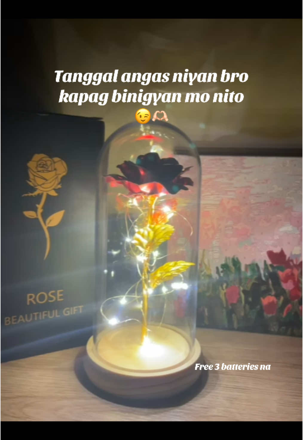 Tanggal talaga angas niyan pag nakatanggap ng rose na umiilaw 🌹🥰#rose #ledroselamp #roselamp #valentinesgift #valentinesgiftideas 