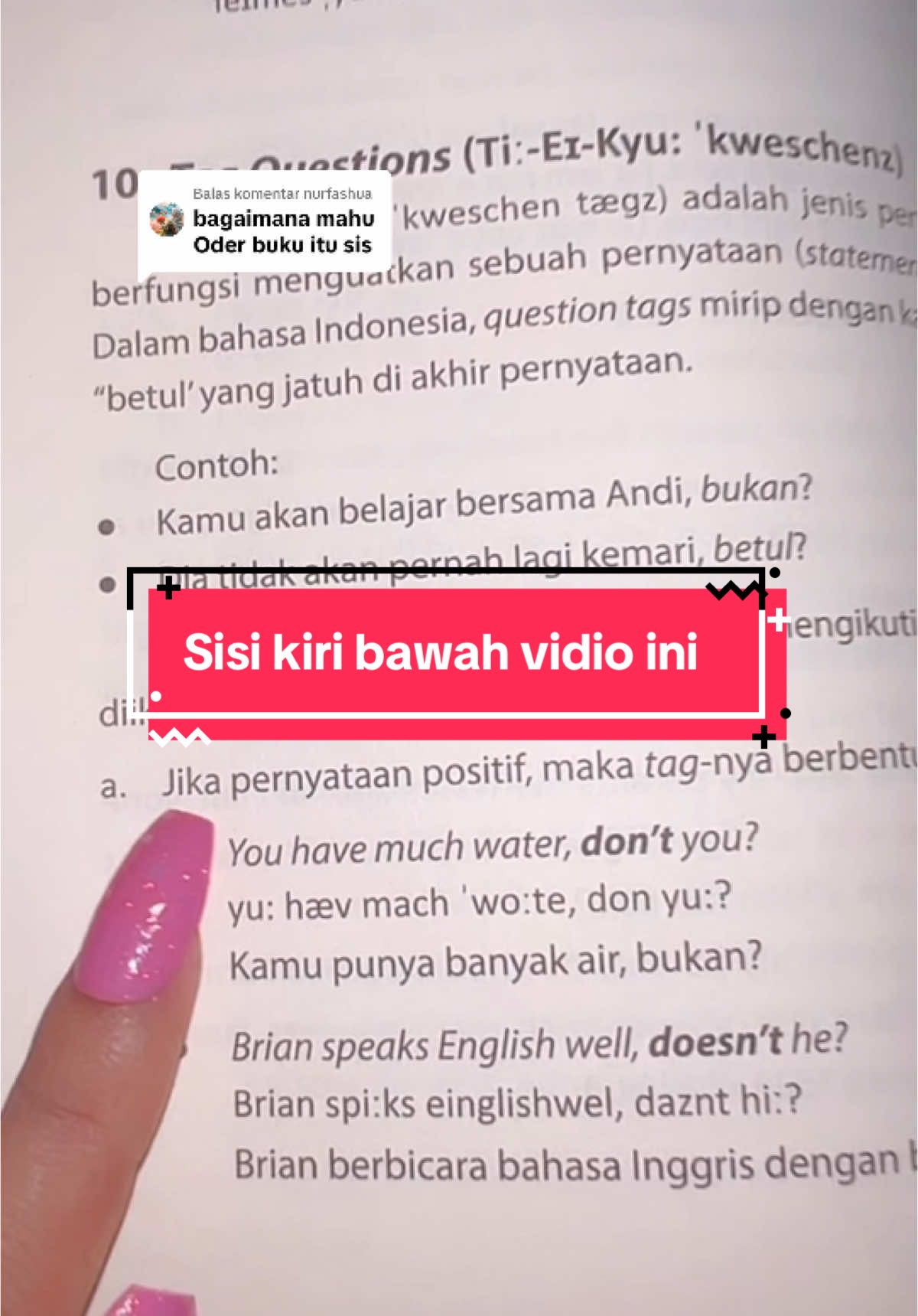 Membalas @nurfashua disisi kiri bawa vidio ini ada kranjang kuning tulisan “buku disini” klik ajah ka #✅🥰 #bukubahasainggrispemula #bahasainggrispemula #bukubahasainggrisanak #bahasainggrispemula #fypdongggggggggg🥺pliss🙏 #bahasainggrisseharihari #fypdongggggggggg🥺pliss🙏 #bahasainggrisseharihari 