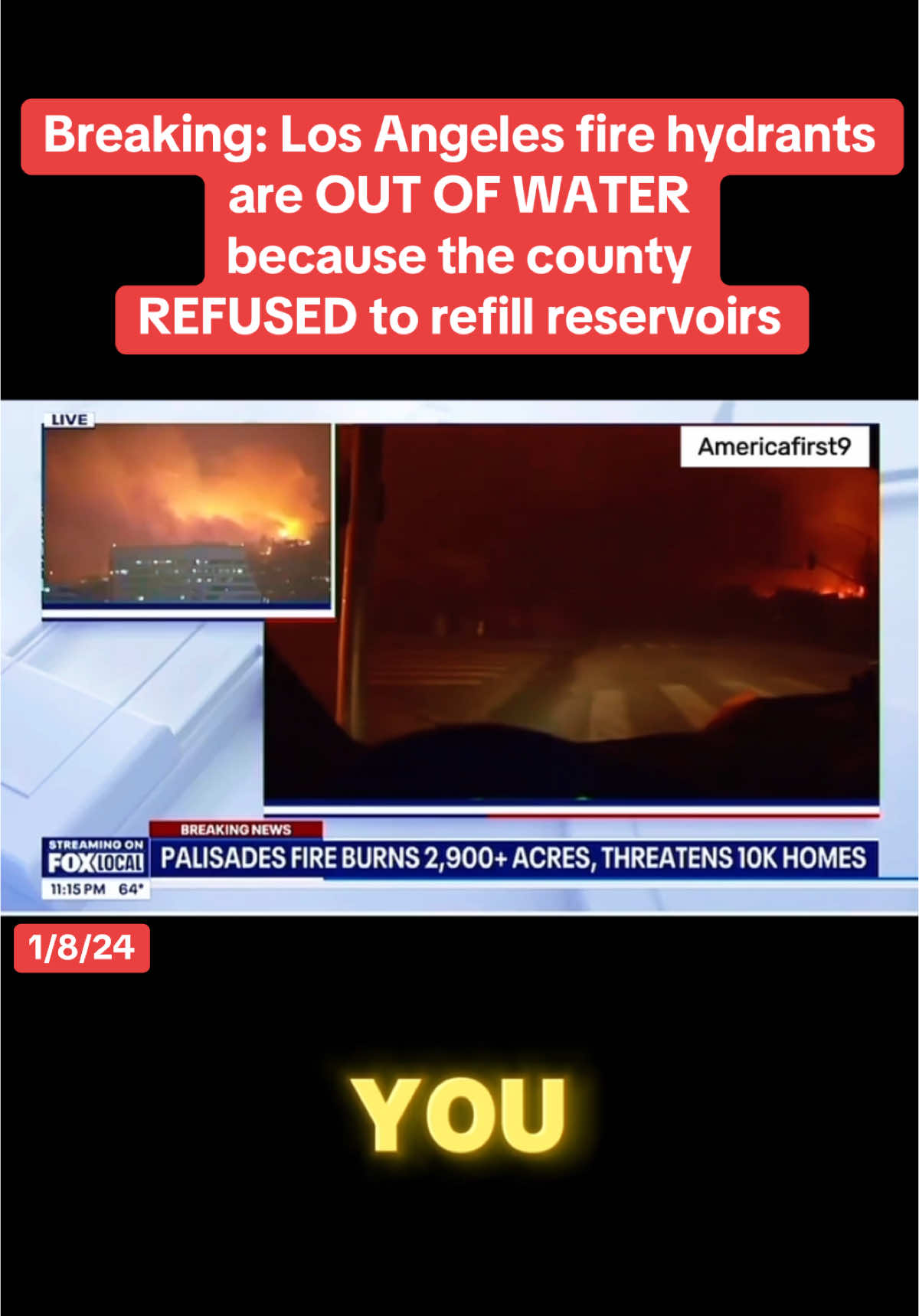 Los Angeles fire hydrants are OUT OF WATER because the county REFUSED to refill reservoirs #california #fire #socal #GavinNewsom #usa_tiktok #fypシ゚viral #fyp #republican #america #losangeles #democrats 