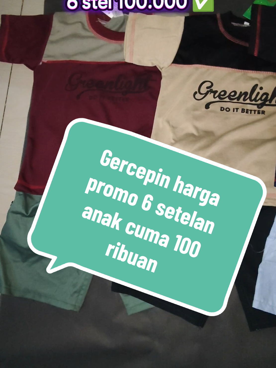 Gercepin harga promo 6 stel kaos anak murah 100 ribuan aja #kaosanak #outfitlebaran2025 #murah #cuantanpabatas #video #fyp 