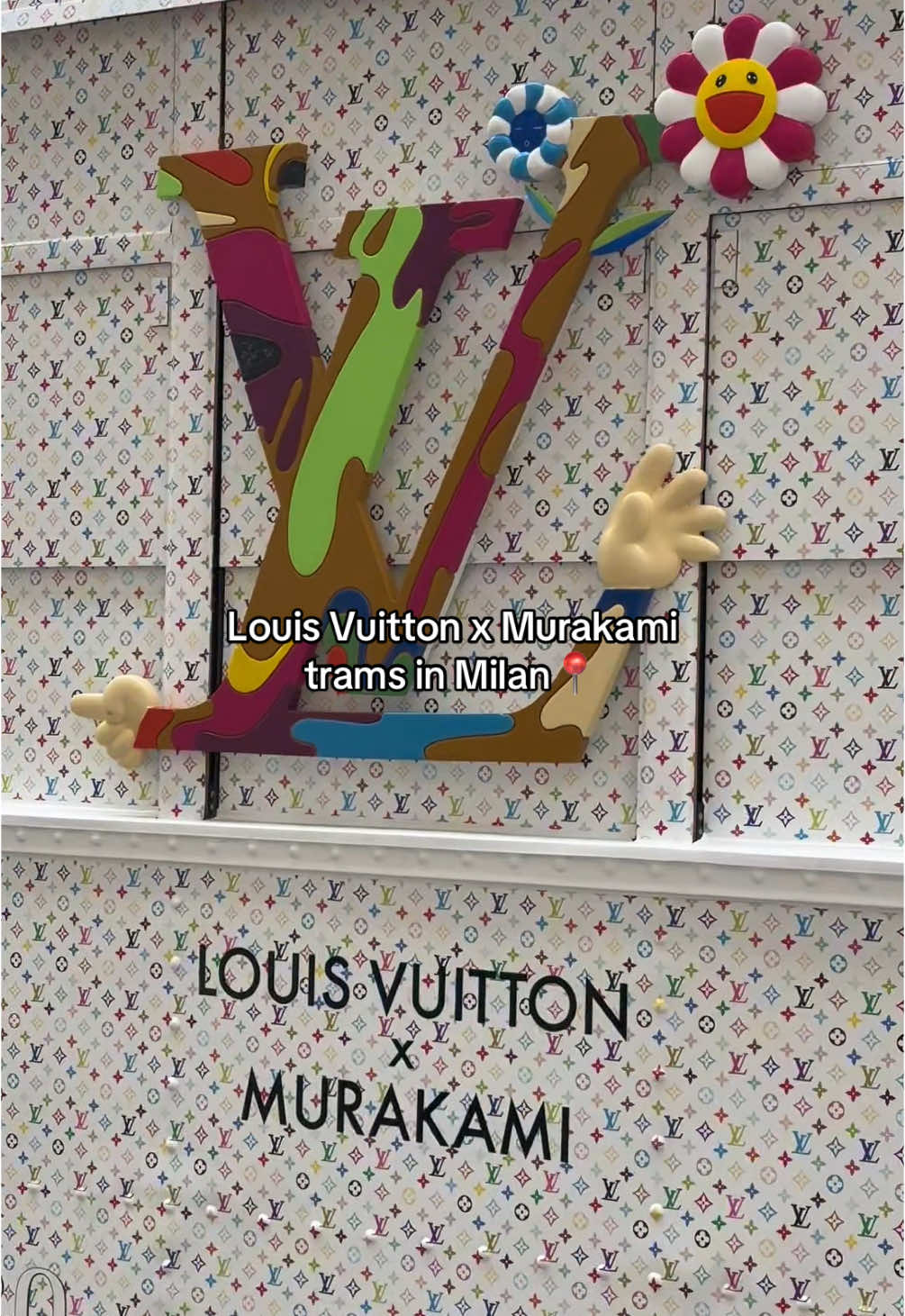 Celebrating the @Louis Vuitton X Murakami collection: two historic Milan trams turn into a traveling cinema and a pink literary café. - #LouisVuitton #IVxMurakami #milan #outpump 