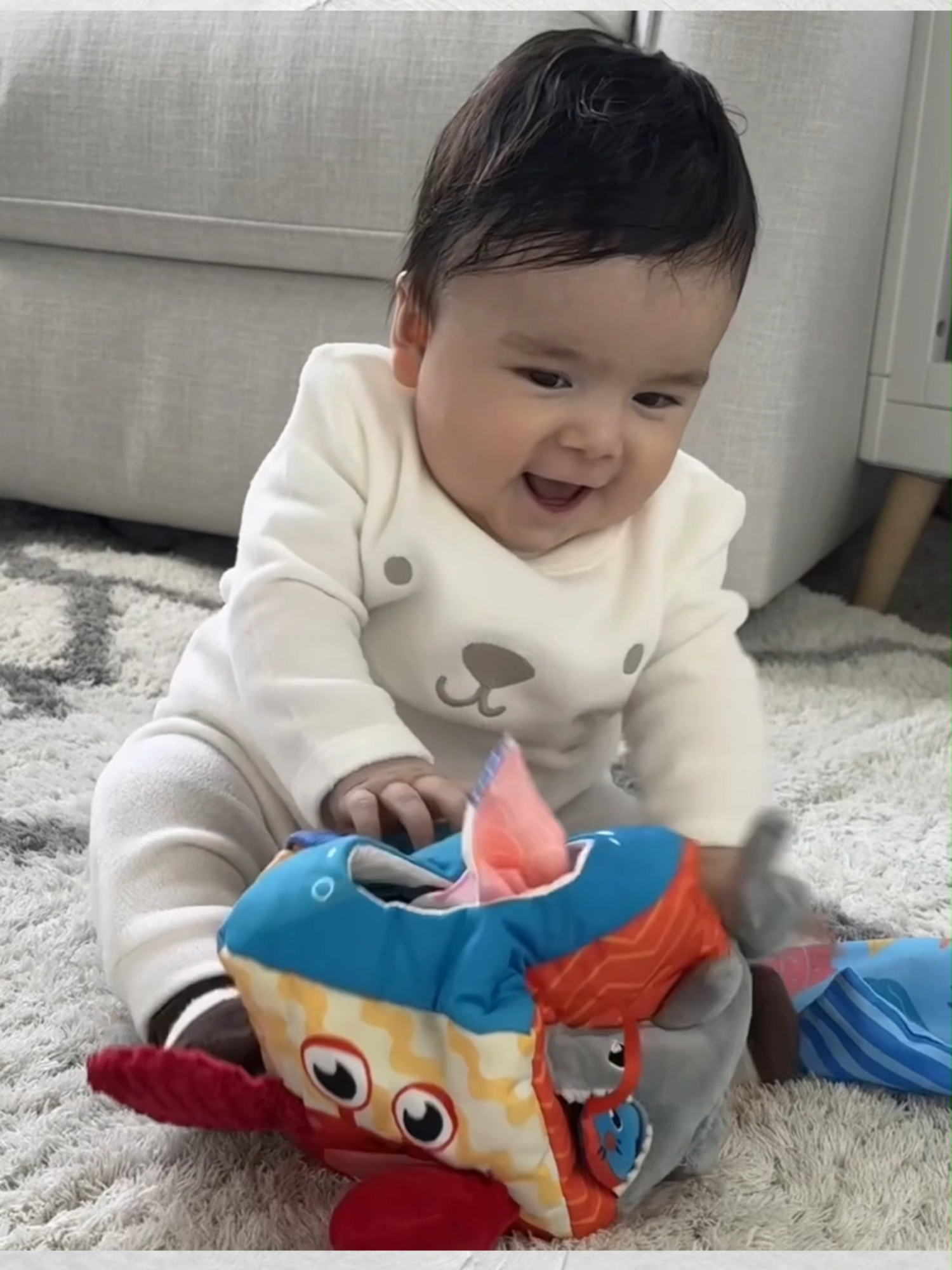 🐟This toy helps develop babies' fine motor skills, satisfies their curiosity, encourages exploration and discovery. 🐙The toy offers a captivating multi-sensory experience with its 3D tails and cloth towels featuring various textures, creating rustling and squeaky sounds.🌟 📸: @.anamursa #hahalandtoys #hahalandkids #toysoftiktok #toys #sensoryplay #sensorytoys #amazonfinds #baby #foryou #babytoys #toysforbaby #fyp #foryoupage