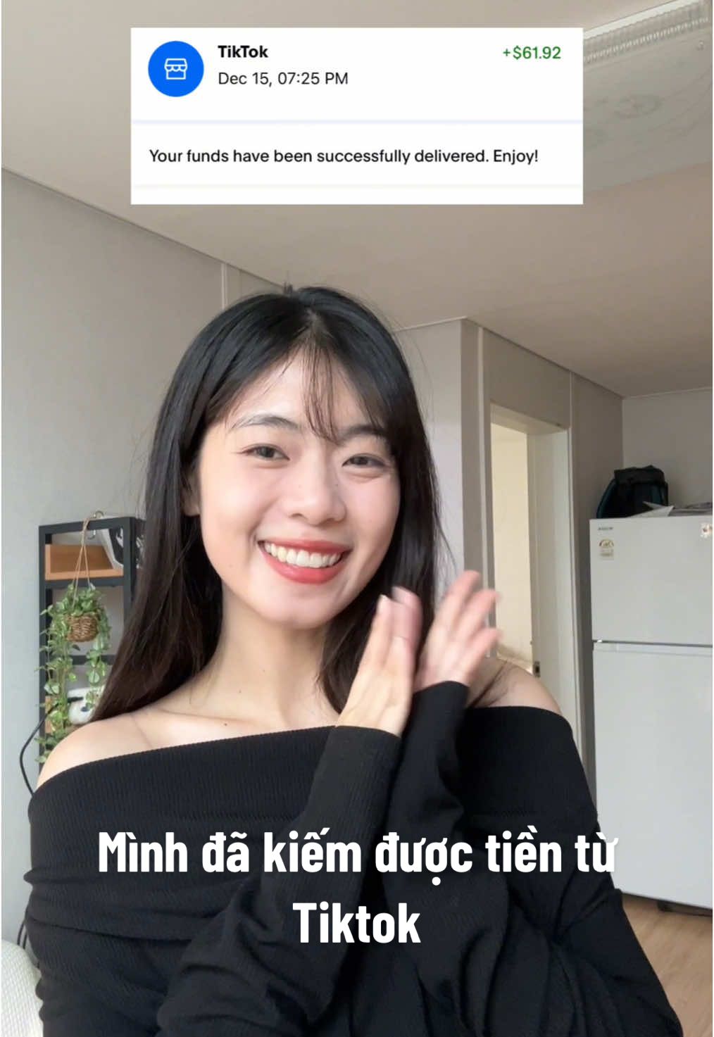 Khoản tiền đầu tiên từ Tiktok nè cả nhà #fyp #tiktok #sangtaonoidung #kiemtien #shoppinghaul 