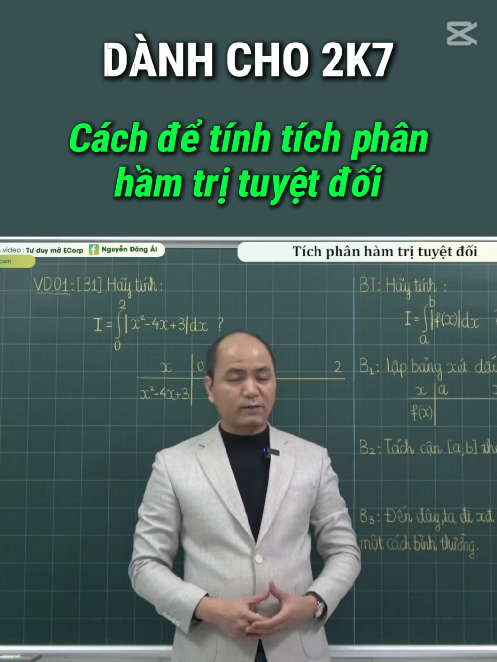 Cách để tính tích phân hàm trị tuyệt đối #thayaitdm #toan12 #2k7quyettamdodaihoc #thptqg2025 #2k7⚡️ #tuduymotiktok 