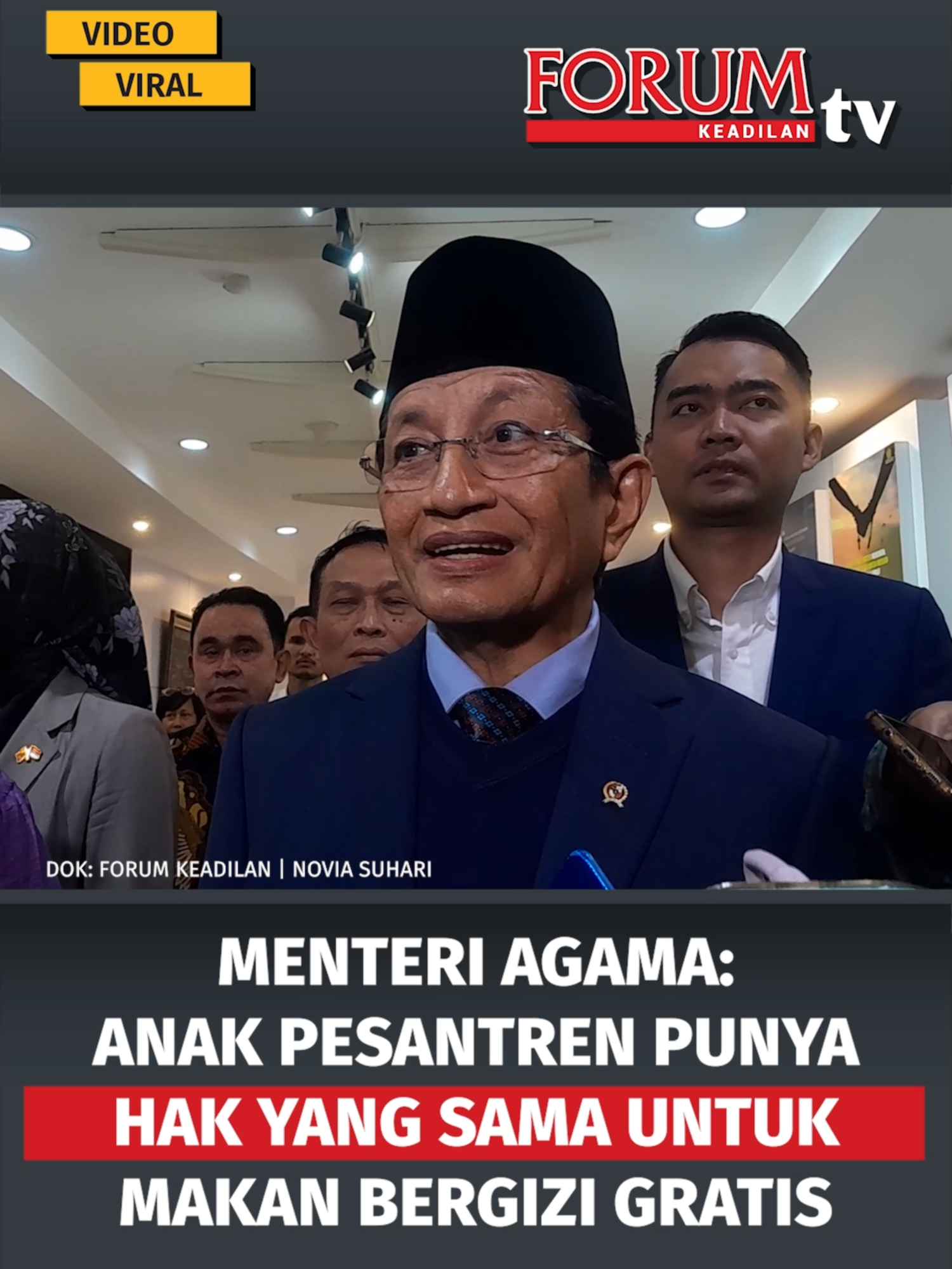 Menteri Agama (Menag) RI Nasaruddin Umar mengatakan, beberapa pesantren di Indonesia sudah melaksanakan program Makan Bergizi Gratis (MBG) untuk para santrinya. Menurutnya, anak-anak pesantren memiliki hak yang sama dengan anak-anak lainnya untuk program makan bergizi gratis. Baca selengkapnya di forumkeadilan.com #nasaruddinumar #kemenag #pesantrenindonesia #makanbergizigratis #santri #hakanak #programmbg #pendidikanindonesia #pesantren #forumkeadilan #beritaindonesia