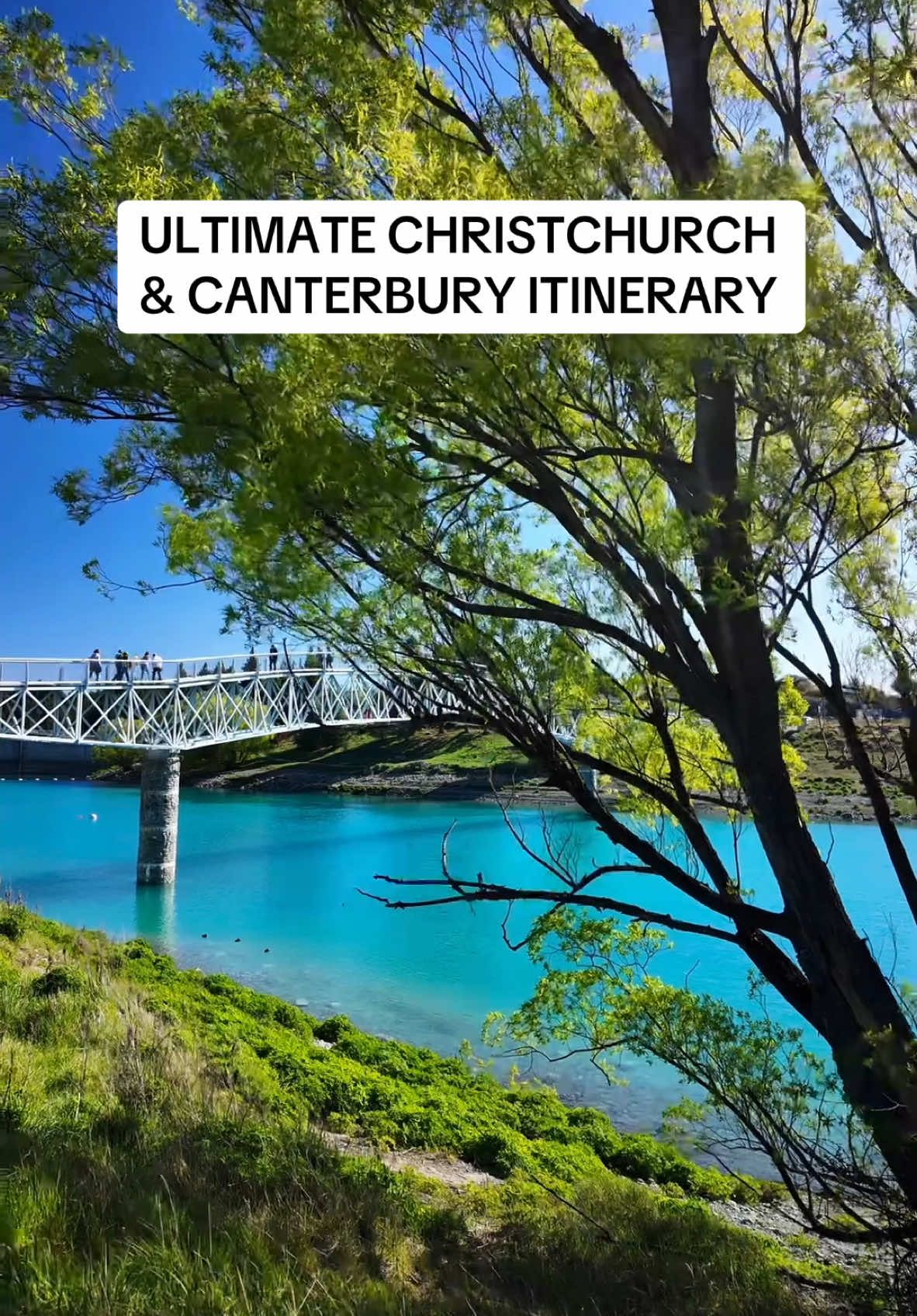 ULTIMATE @New Zealand ITINERARY - CHRISTCHURCH & CANTERBURY REGION  Here’s a 4-day itinerary in the @christchurchnz & Canterbury Region that’s off the beaten path!  Day 1: Start @christchurchattractions Punt down the Avon River Stroll through @christchurchbotanicgardens Take a vintage tram ride Global street eats @riversidemarket.nz  Drinks @ogbchch  Dinner @twentysevensteps  Day 2:  Sunrise at New Brighton Pier Breakfast @c1espresso where food arrives through tubes!  Views from the Christchurch Gondola Lunch @littlehigheatery Hike the Godley Head track.  Dinner @themondayroom  Day 3:  Breakfast @hellosundaycafe  Hike Rakaia Gorge for stunning blue-water views Unwind @opukespa  Day 4: Lake Tekapo—the bluest lake!  Stop @fairliebakehouse along the way for the best pies.  Visit the Church of the Good Shepherd Relax @tekaposprings  Stargazing @darkskyprojectnz  Save this for your 4-day South Island adventure! [Sponsored in partnership with @purenewzealand] #ifYouSeekNZ #NZMustDo #NZBucketlist 