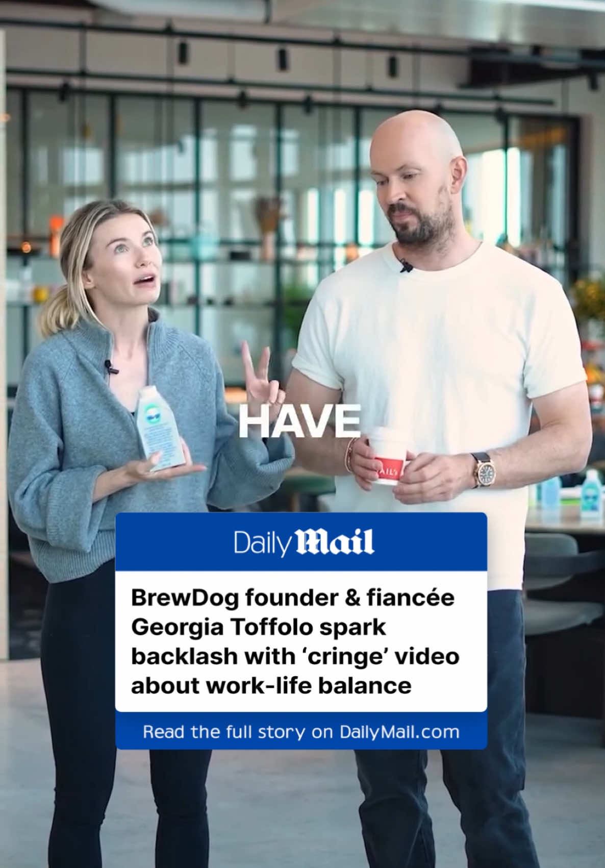 Brewdog founder James Watt has been slammed over a ‘cringeworthy’ video about work-life balance that he made with his fiancée Georgia Toffolo, in which the pair advocated for ‘work-life integration’ and spoke about how they never stop working.  #brewdog #jameswatt #worklifebalance #working #corporatelife #georgiatoffolo #corporate 