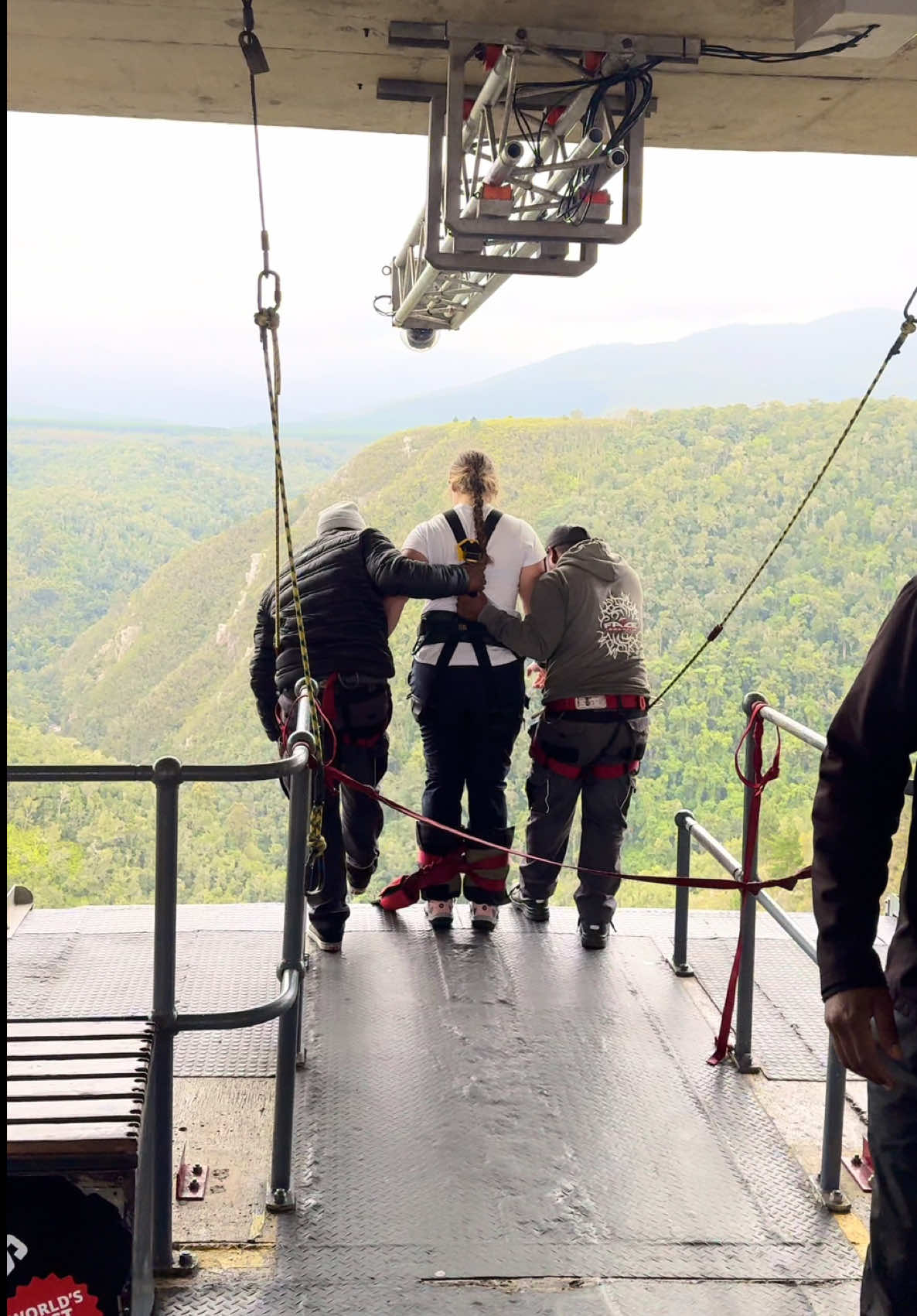 Would you do this?🫣 Highest bridge bungee in the world.. I still can’t believe I did this..😧😅 I have the most awful fear of heights, but it was genuinely one of the most insane things I’ve ever done, and I’m so proud of myself! This is the Bloukrans Bridge bungee jump near Tsitsikamma in South Africa!🇿🇦 The Bloukrans Bridge, at 216m, is the highest bridge bungee jump in the world!🌉 #southafrica #bungeejumping #bungee #bloukransbridge 