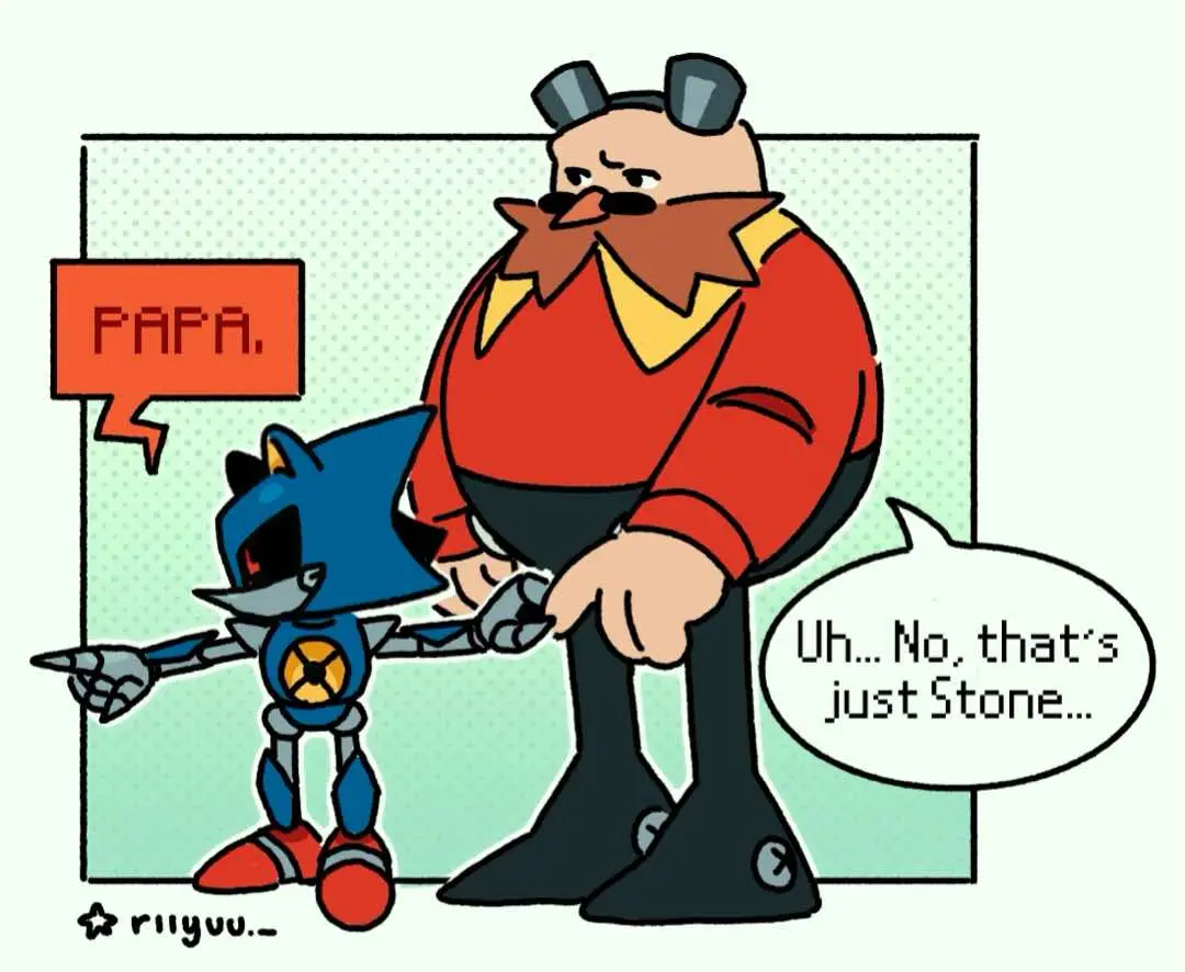 JUST SOME STOBOTNIK FAMILY HEADCANON I HAD  Metal favors stone over Eggman because he comes to hangout with him when Eggman isn’t around!! Metal enjoys uppies cause why the heck not #sonic #sonicthehedgehog #sonicfanart #sth #sonicmovie #sonicthehedgehogfanart #sonic3 #sonicmovie3 #stobotnik #agentstone #doctorrobotnik #dreggman #eggman #drrobotnik #robotnik #robotnik #metalsonic 