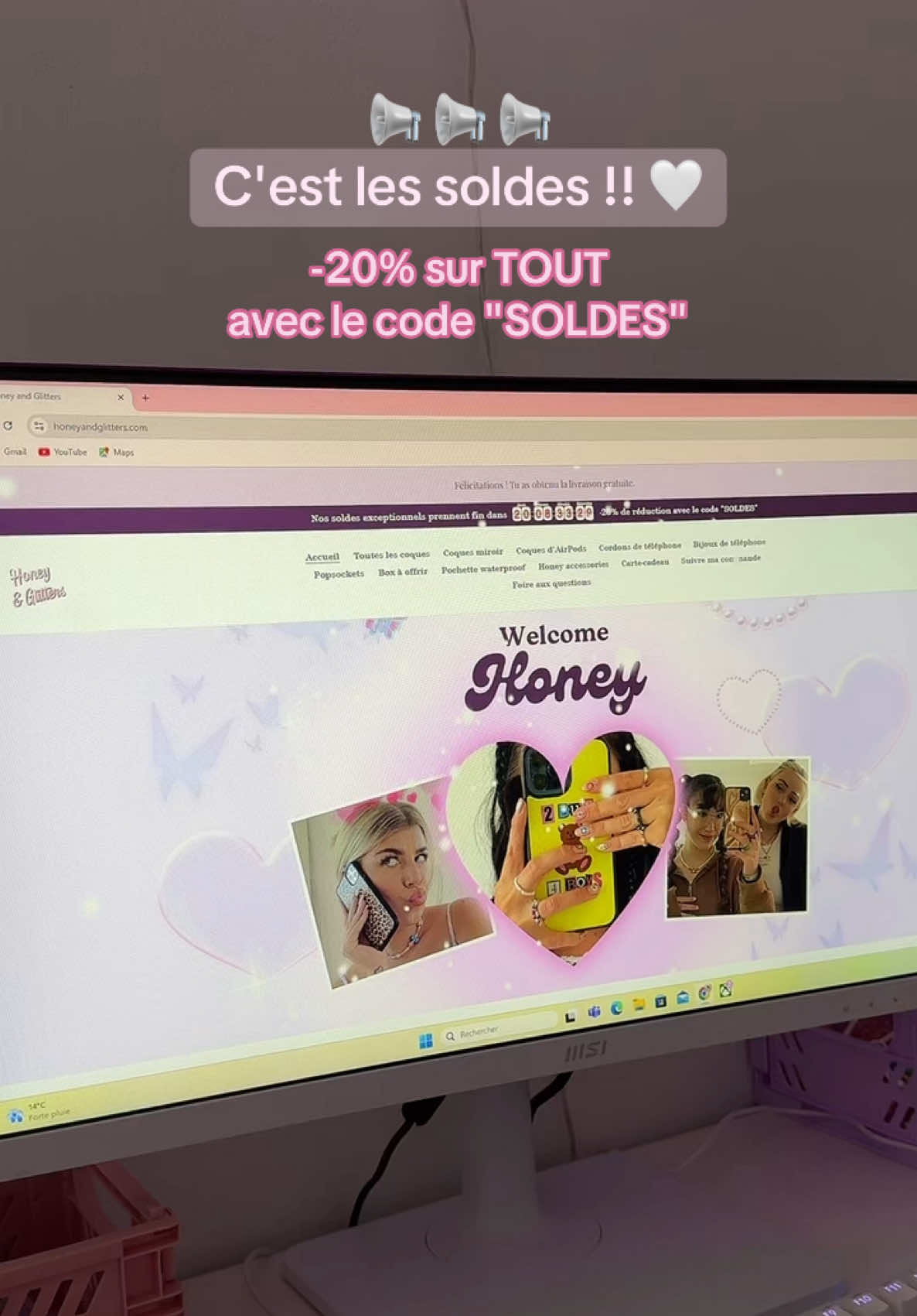 SOLDES sur tout le site 💓  ✩ honeyandglitters.com ✩ 7/365 #SmallBusiness #petiteentreprise #entrepreunariat #coquedetelephone #coquepersonnalisée #personnalisation #coqueantichoc #android #apple #vivo #lgphone #redmi #xiaomi #huawei #honor #googlephone #motorola #nokia #samsung #oppo #soldes2025 