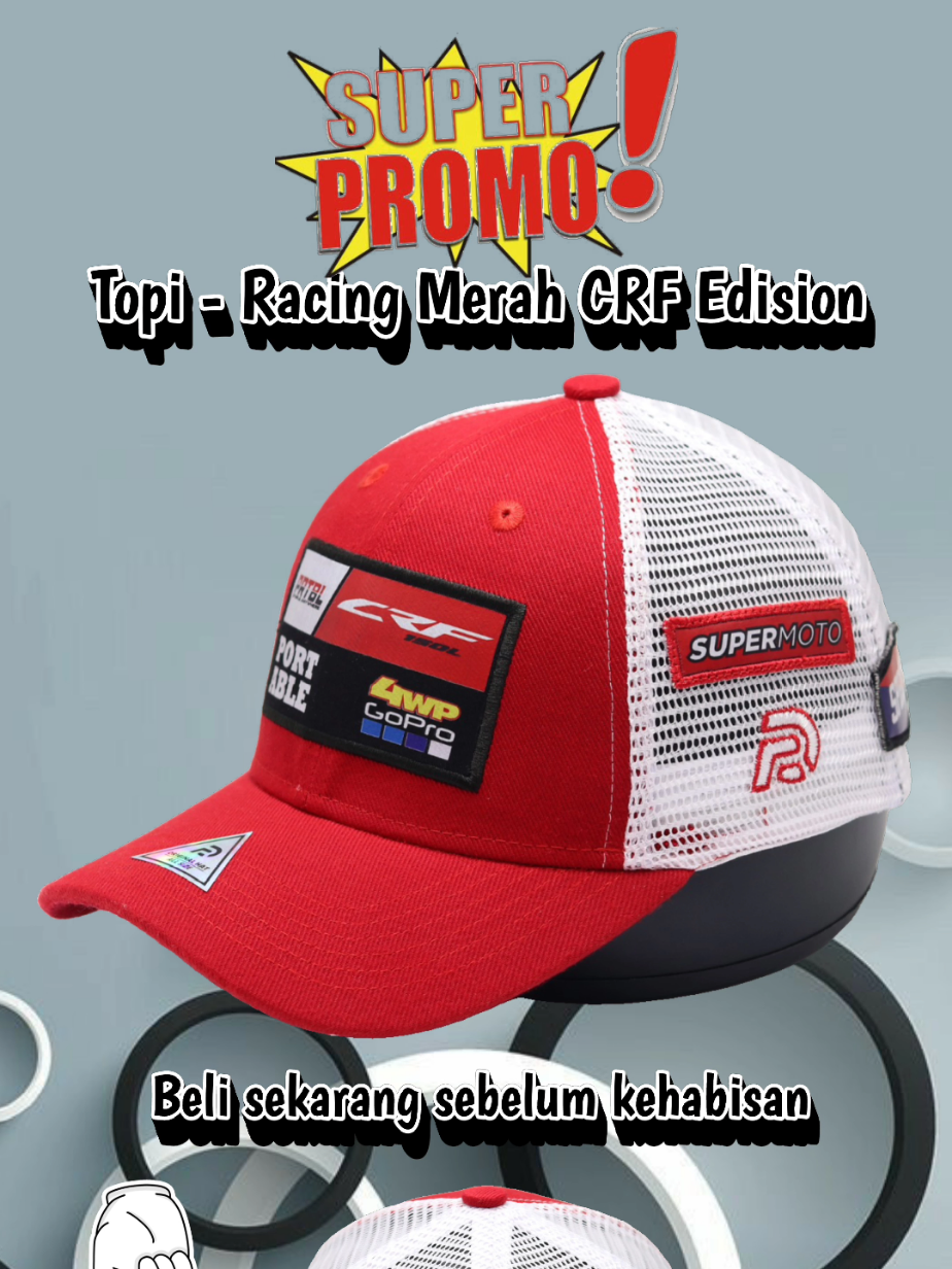 Prtbl Hat Baseball trucker - Racing Merah CRF Edision #rekomendasi #topikeren #topi #topibaseball #megaguncang1212 