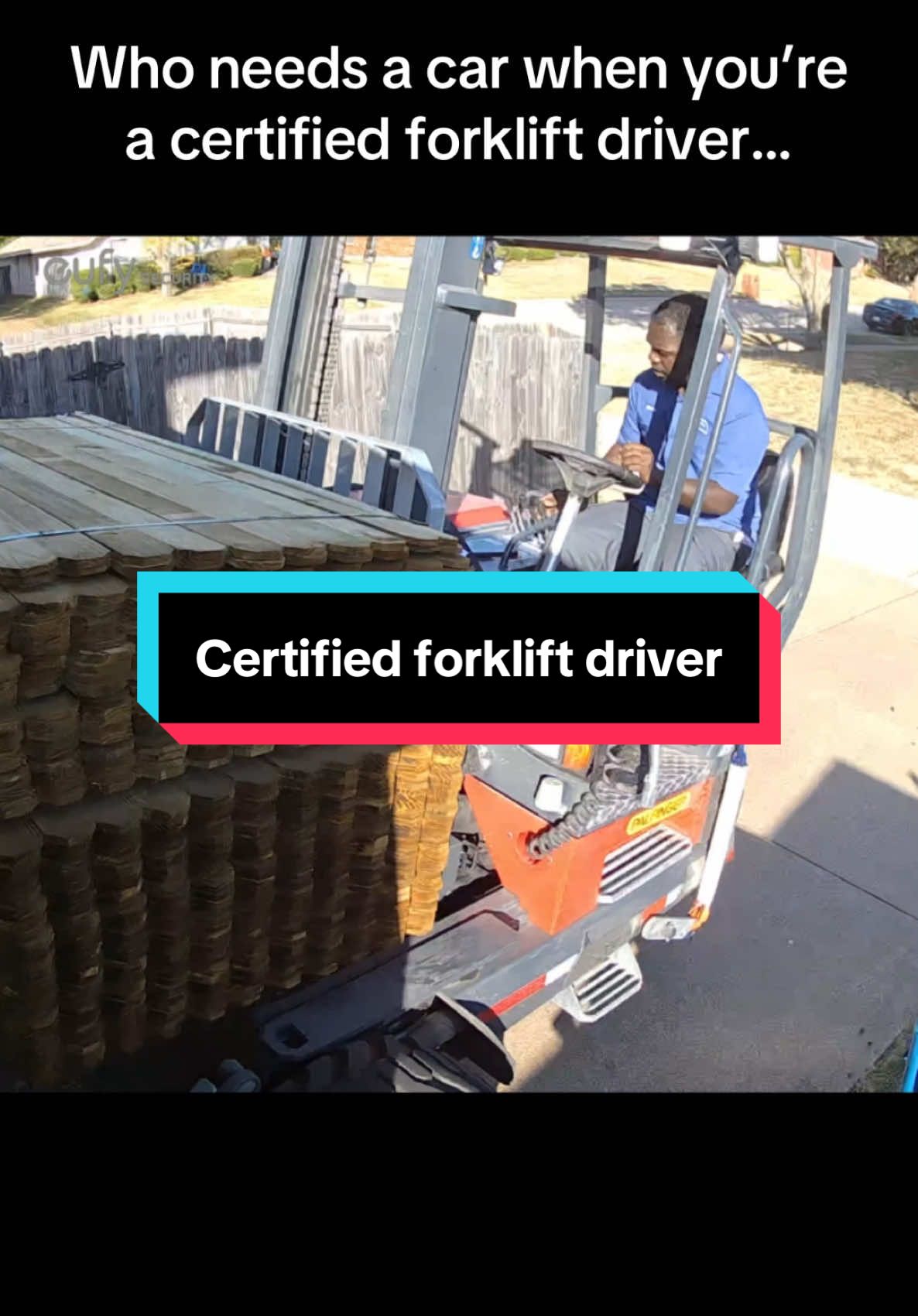 More like certified legend 🚚👏 #fy #fyp #securitycamera #caughtoncamera #homesecurity #husband #forklift #forkliftoperator #forkliftdriver #certified 