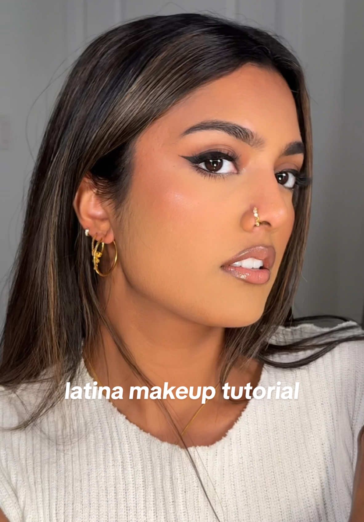 latina makeup tutorial is finally up!!🤍 all shades linked in my LTK! #latinamakeup #browngirl #latinamakeuptutorial 