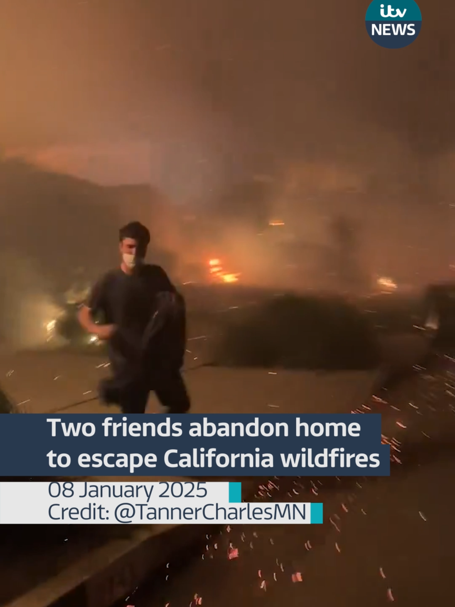 Two friends abandon home to escape California wildfires #itvnews #wildfires #losangeles