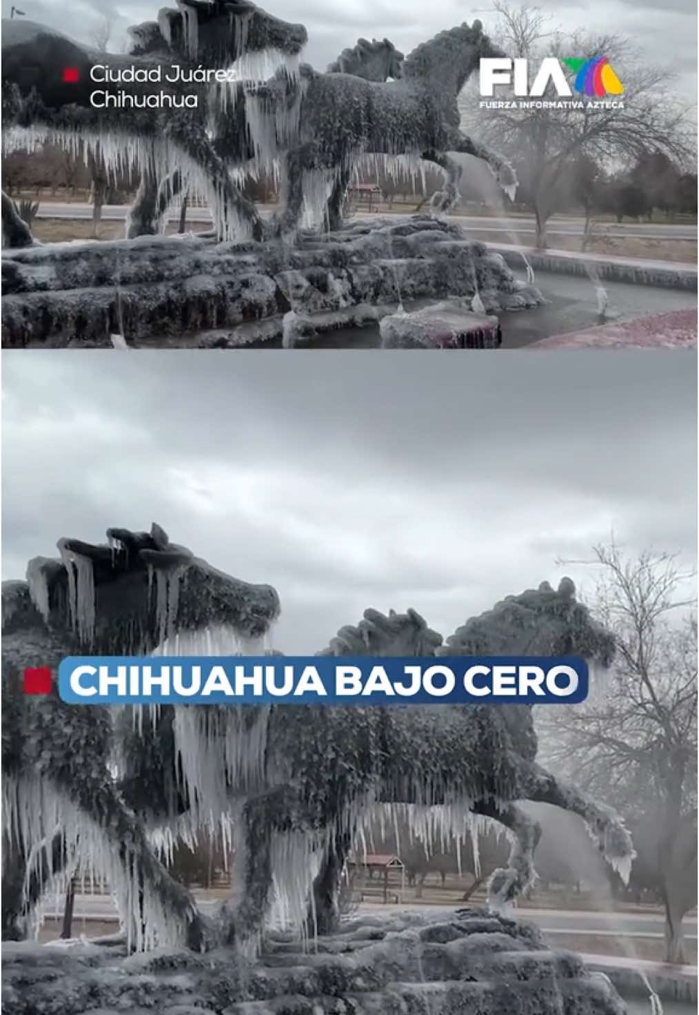 🌨️ Chihuahua despertó congelado debido a la segunda tormenta invernal. Las clases se realizaron de manera virtual debido a que se registraron temperaturas de hasta -4°C. 📚🏠 Las calles están vacías y los monumentos congelados❄️. Lamentablemente, se registró la segunda víctima por hipotermia. ¡Cuídate y abrígate bien! 🧥 #AztecaNoticias #FIA #Noticias #News #TikTokMeHizoVer #LoDescubríEnTikTok #Invierno #TormentaInvernal #Frío #InviernoEnChihuahua #OlaDeFrío