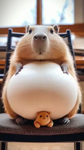 Capybara's belly is so bulging and elastic. It becomes so big in the blink of an eye. So cute #Why is Capybara so emotionally stable #Who doesn't have a Capybara storage bag yet #Capybara