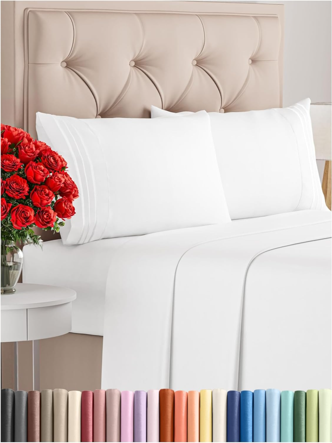 Queen Size 4 Piece Sheet Set - Comfy Breathable & Cooling Sheets - Hotel Luxury Bed Sheets for Women, Men, Kids & Teens - Deep Pockets, Easy-Fit, and Wrinkle Free Sheets - White Oeko-Tex Bed Sheet Set Copy and Browsing Amazon https://amzn.to/420mvvr @everyany.one