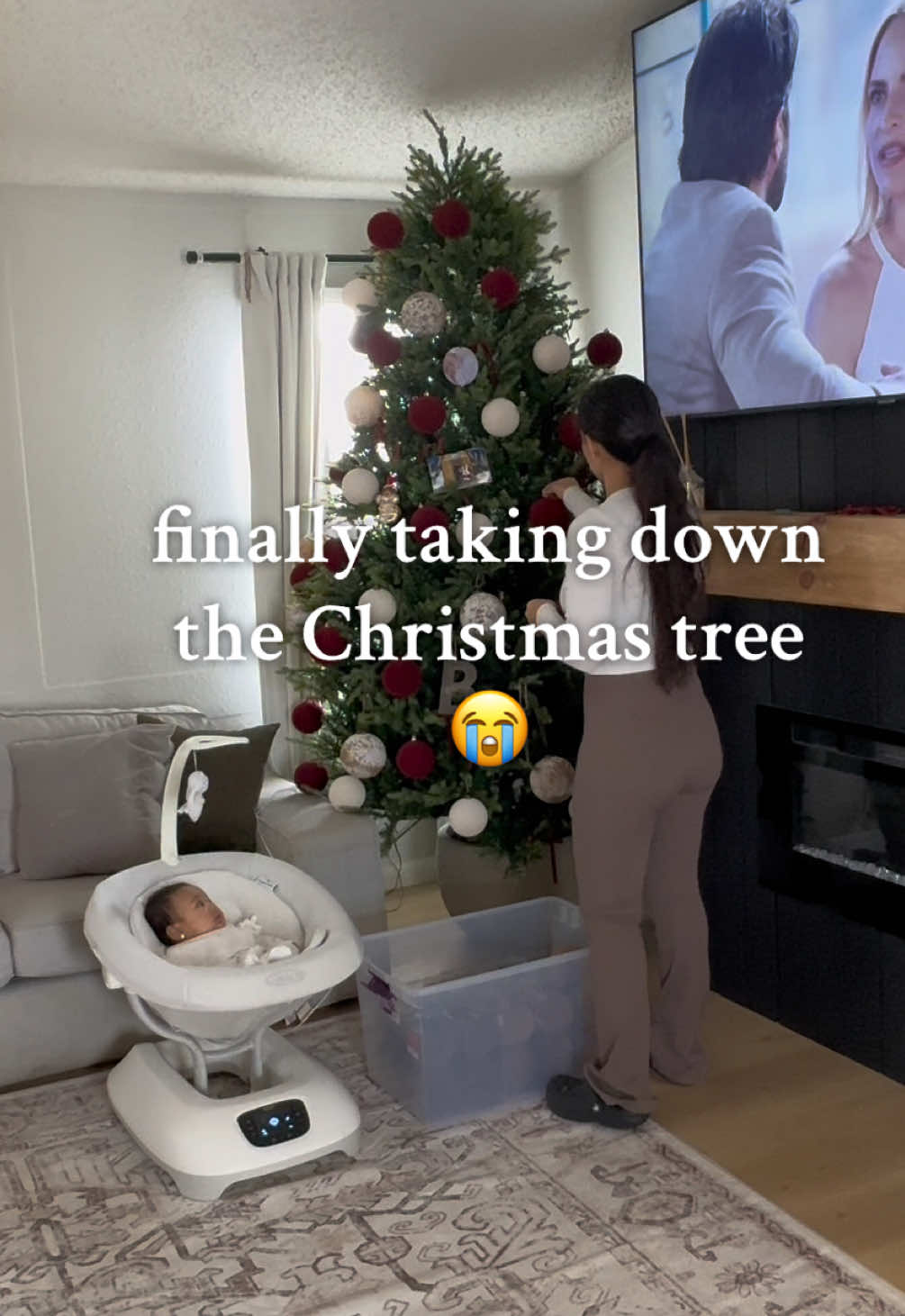 finally took down our Christmas tree 😭 #christmasdecor #fy #christmastiktok #newyear #christmastree #cleanwithme #christmasisover #forypupage 