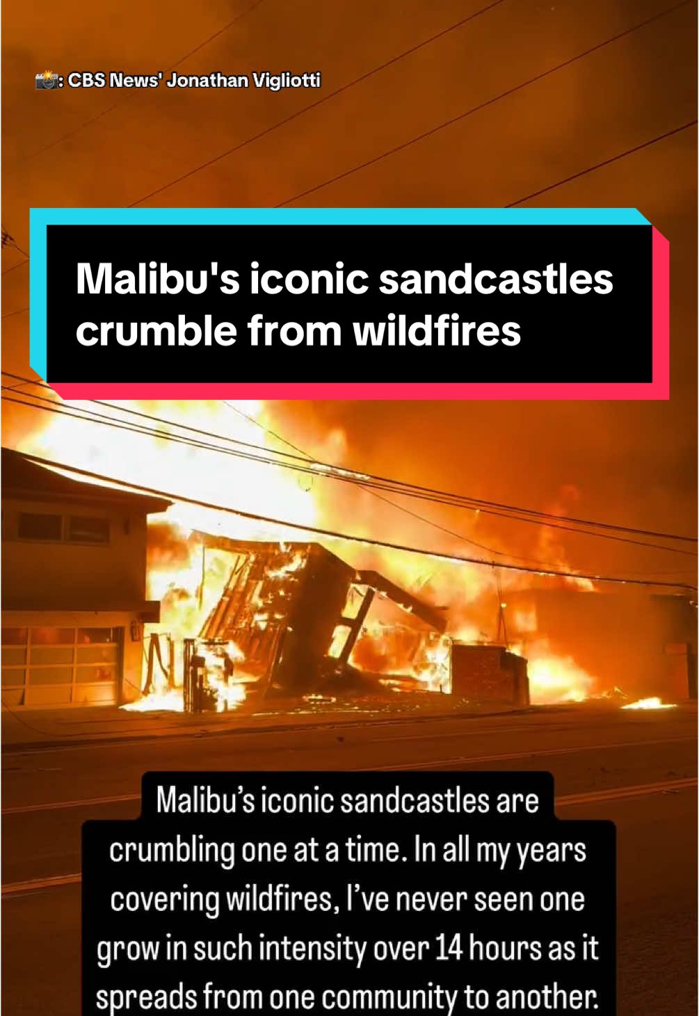 Malibu's iconic sandcastles are crumbling one by one as CBS News' Jon Vigolitti reports from the heartbreaking scene of the Palisades Fire in Los Angeles County. #news #wildfires #california #losangeles #malibu #weather #weathertom 